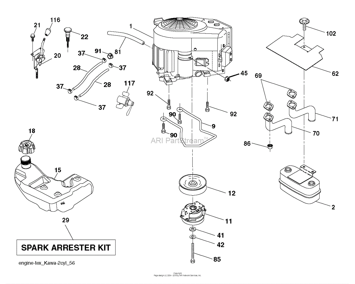 Husqvarna GT48DXLS - 96043023100 (2016-09) Parts Diagram for ENGINE