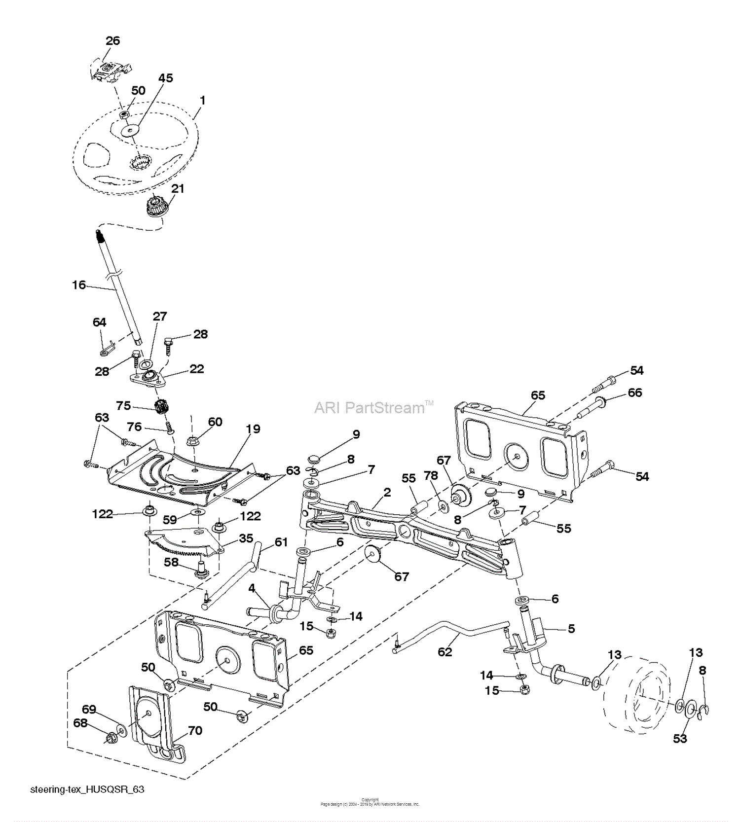 Husqvarna GT48DXLS - 96043023100 (2016-09) Parts Diagram for STEERING