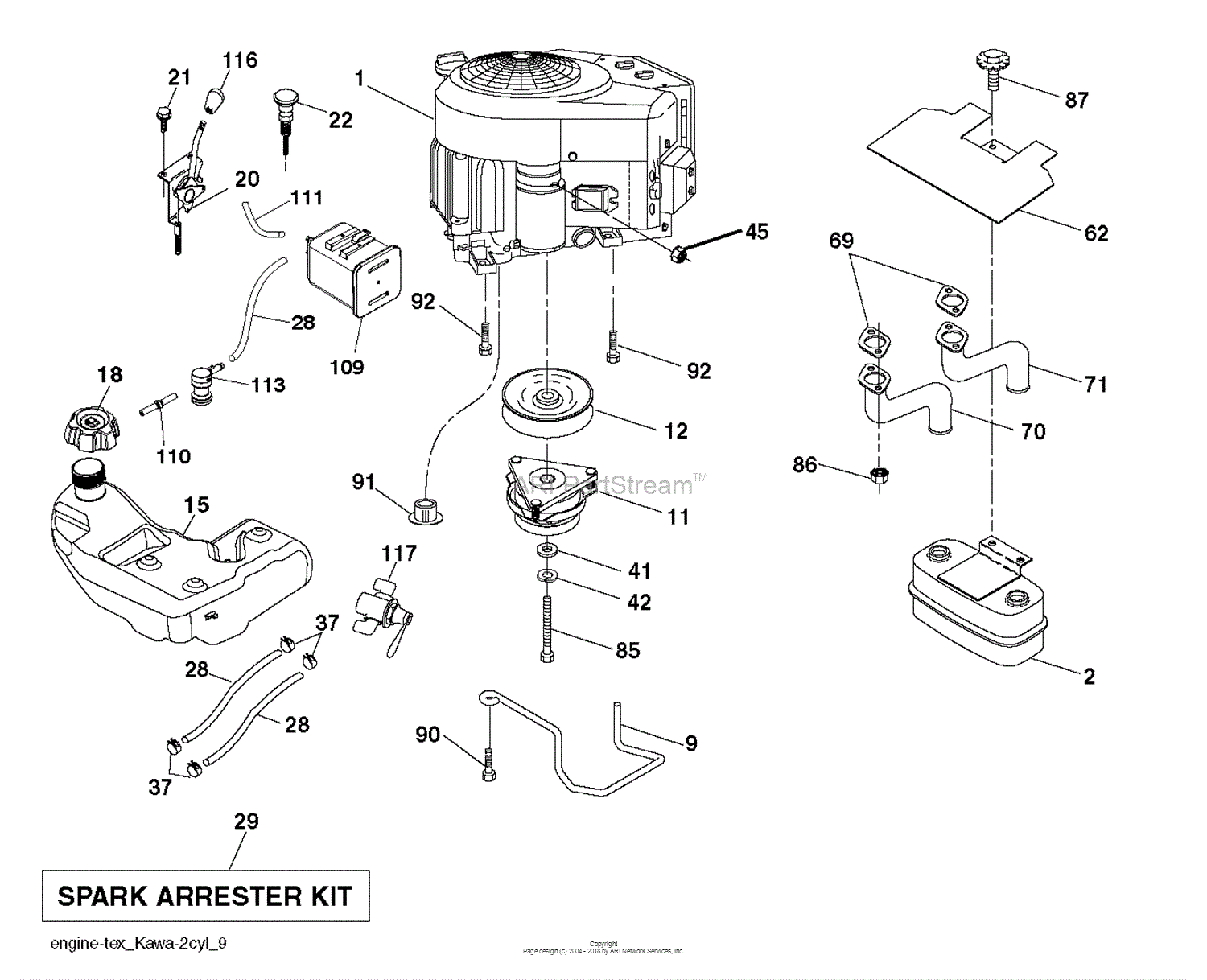 Husqvarna GT52 XLS - 96043016000 (2012-11) Parts Diagram for ENGINE