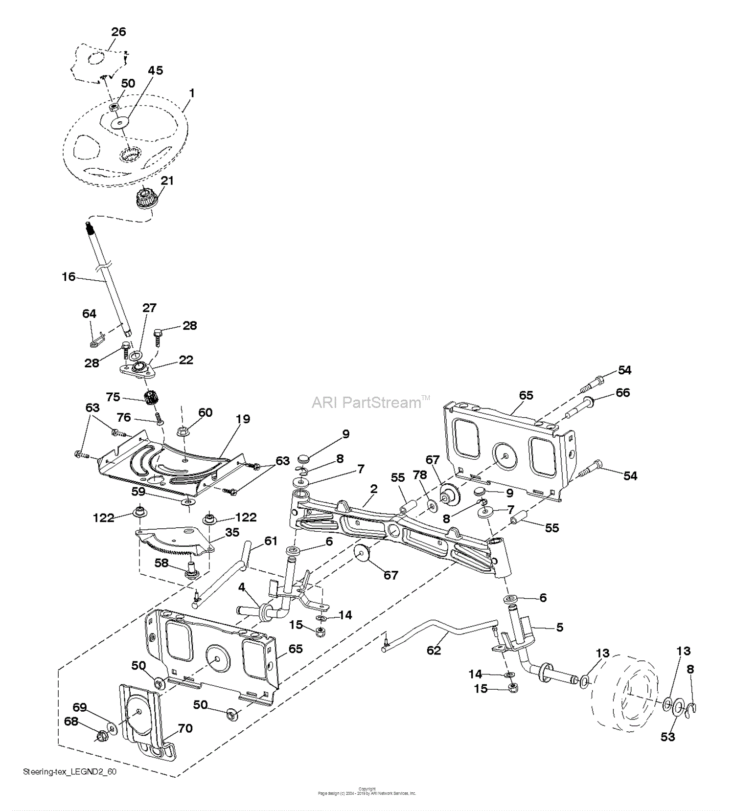 Husqvarna GT52 XLS - 96043020601 (2015-09) Parts Diagram for STEERING