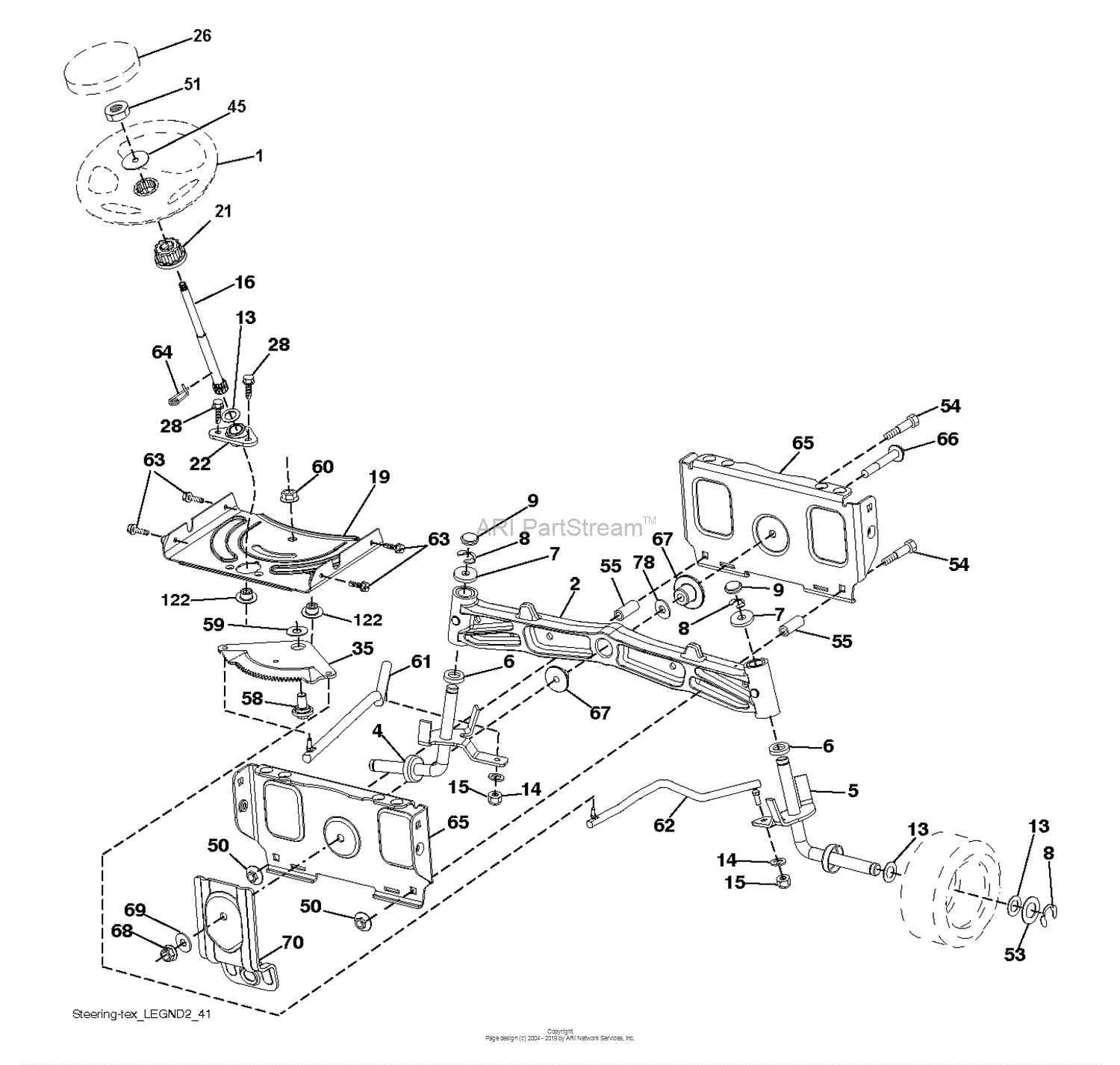 Husqvarna GT52XLSI - 96048006600 (2013-11) Parts Diagram for STEERING