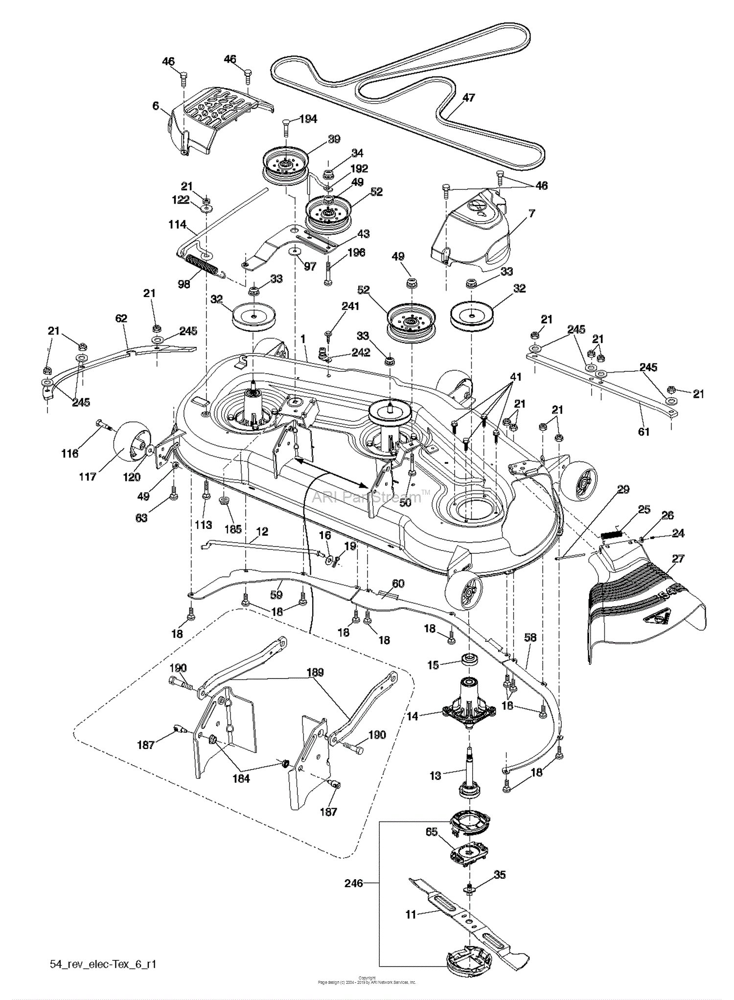 Husqvarna GT54CS - 96043022500 (2015-12) Parts Diagram for MOWER DECK ...