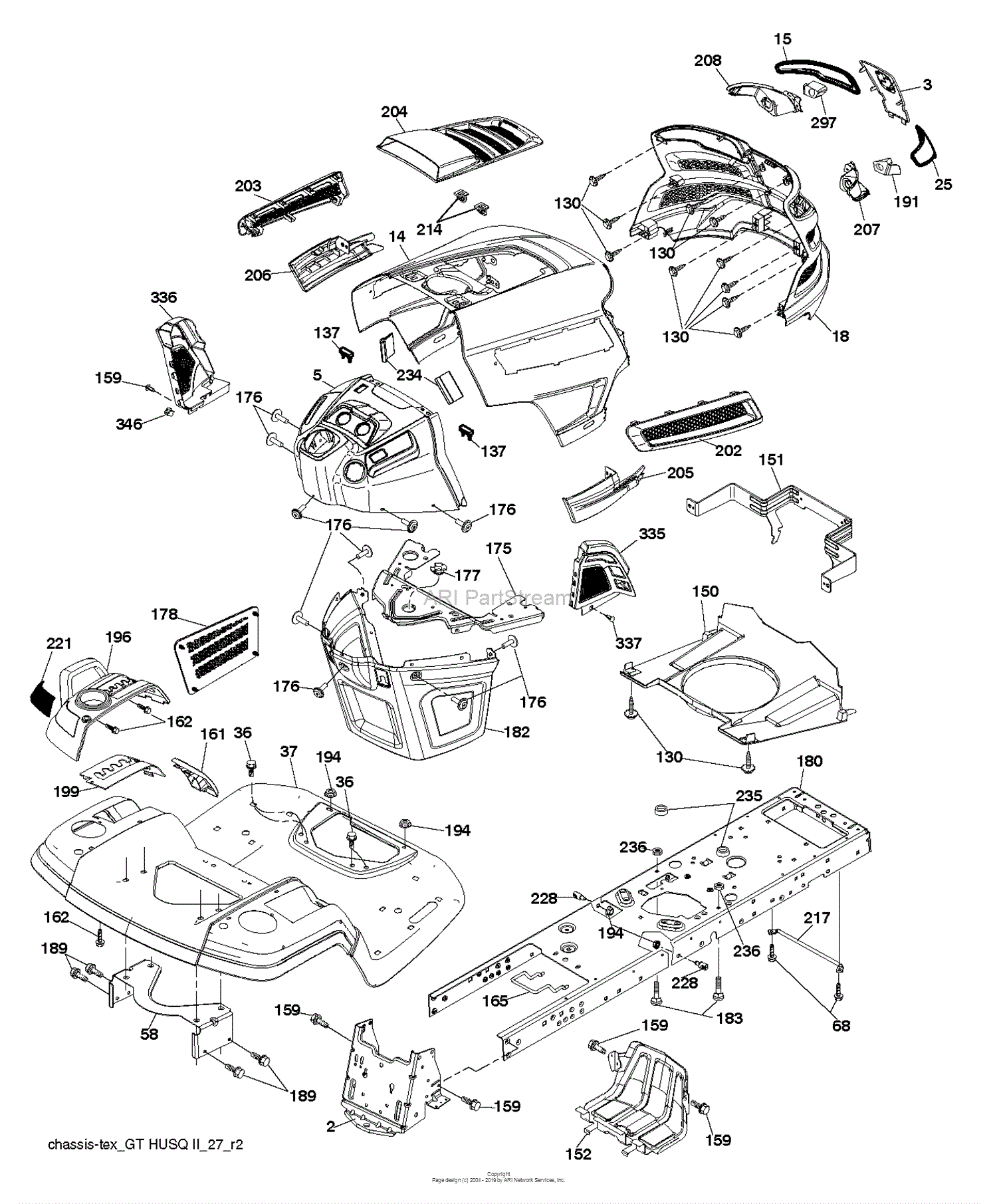 Husqvarna GTH24V52LS - 96043013600 (2011-08) Parts Diagram for CHASSIS ...