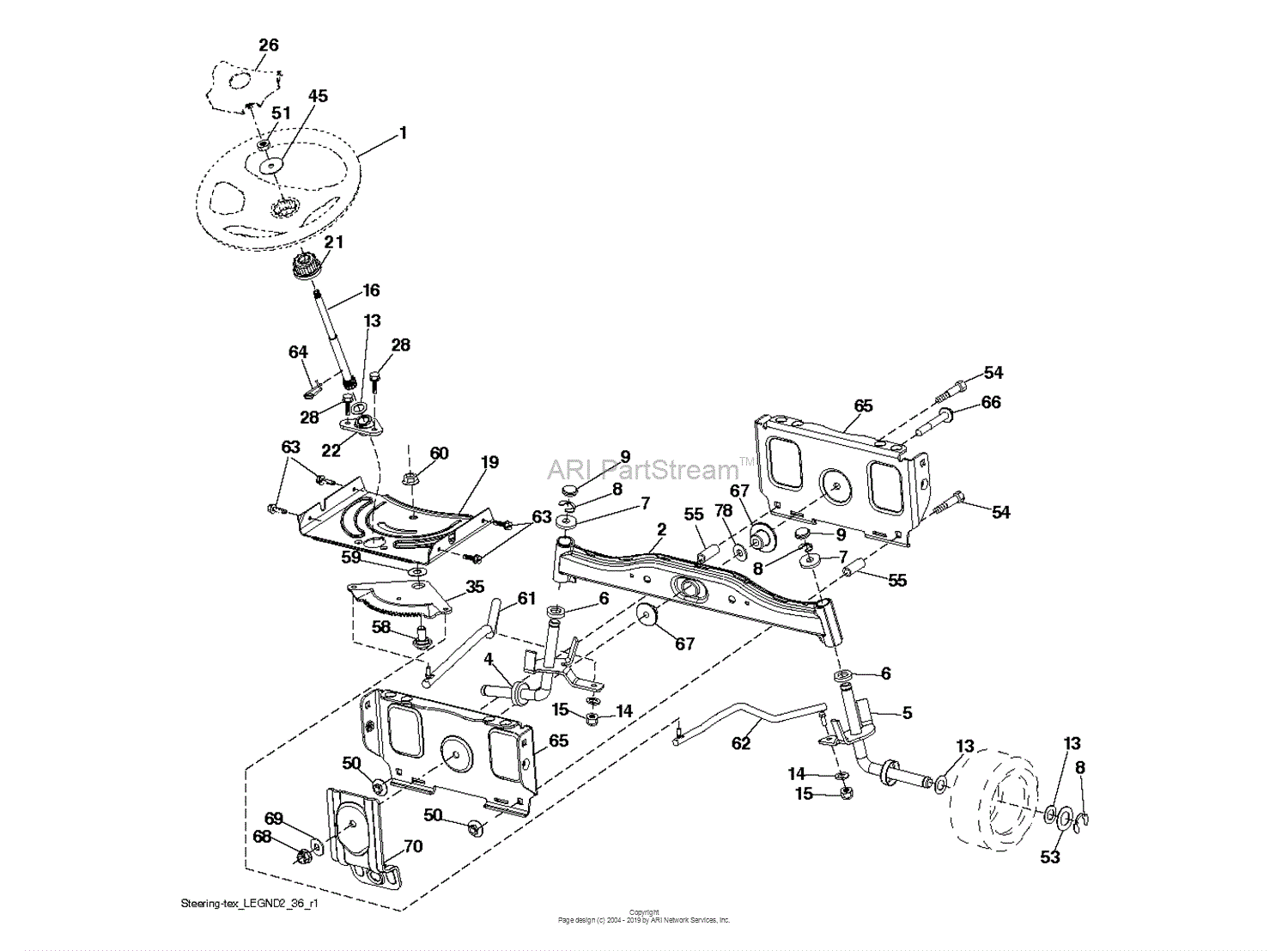 Husqvarna GTH27V48LS - 96043011700 (2010-10) Parts Diagram for STEERING