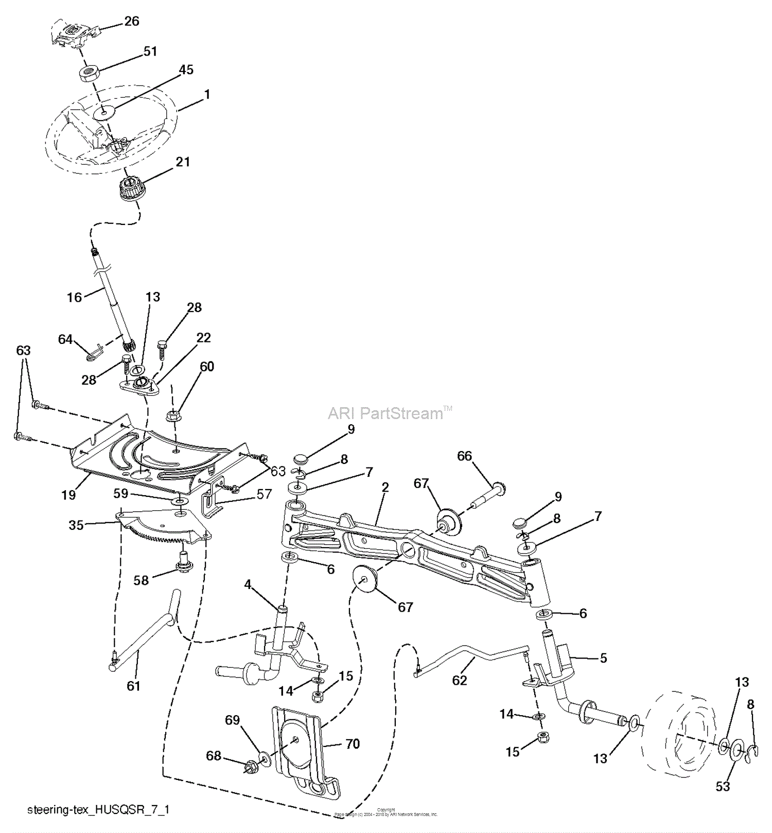 Husqvarna LGT2554 - 96045001504 (2012-02) Parts Diagram for STEERING