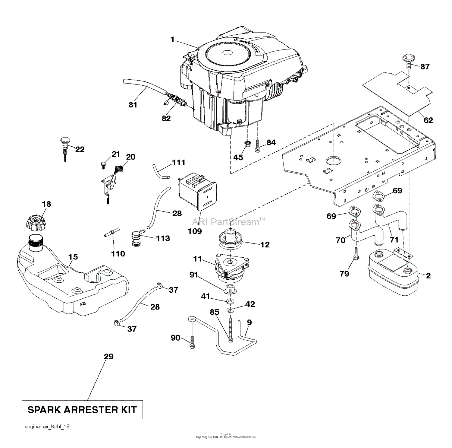 Husqvarna LGT2654 - 96045003800 (2011-09) Parts Diagram for ENGINE