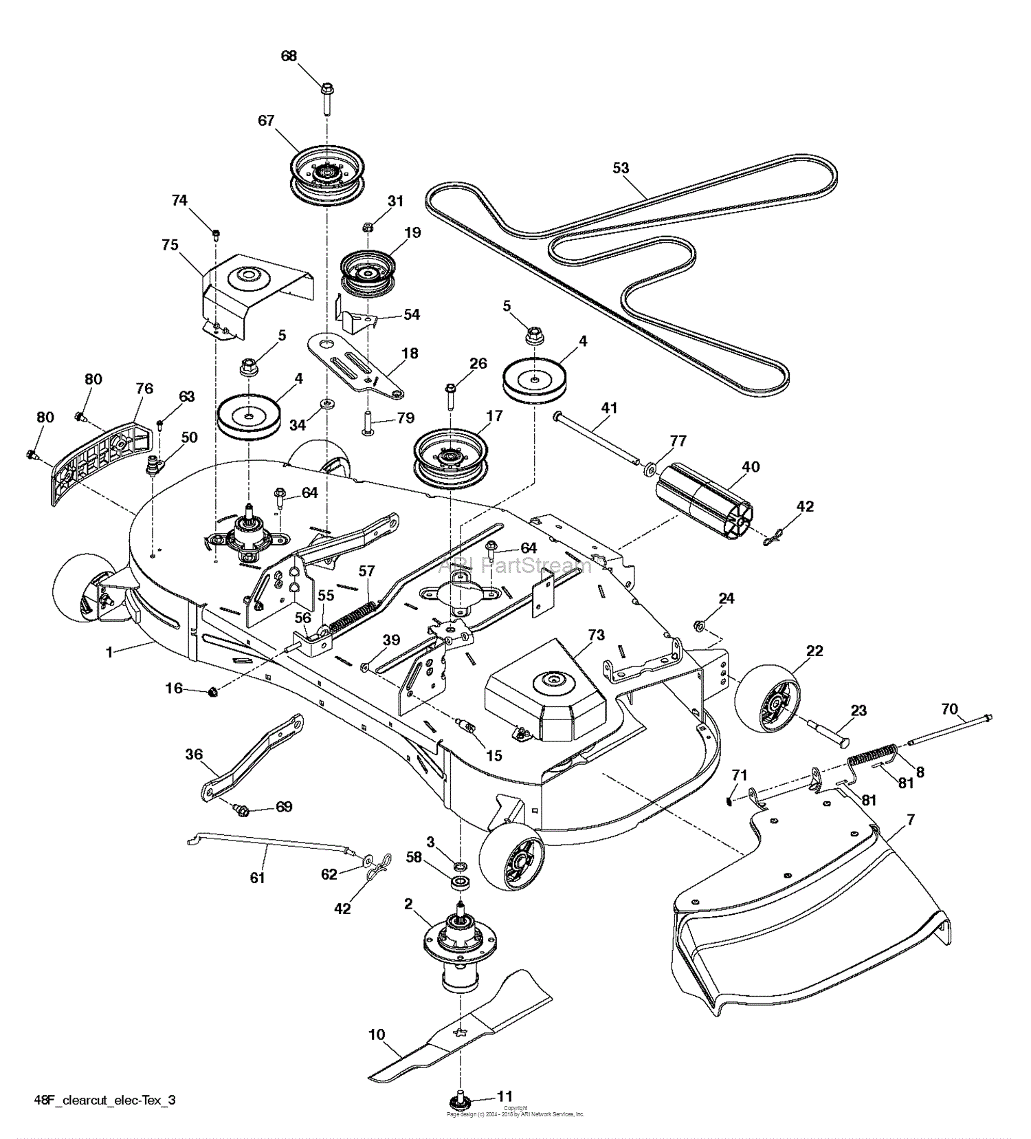 Husqvarna LGT48DXL - 96045006500 (2017-07) Parts Diagram for MOWER DECK /  CUTTING DECK