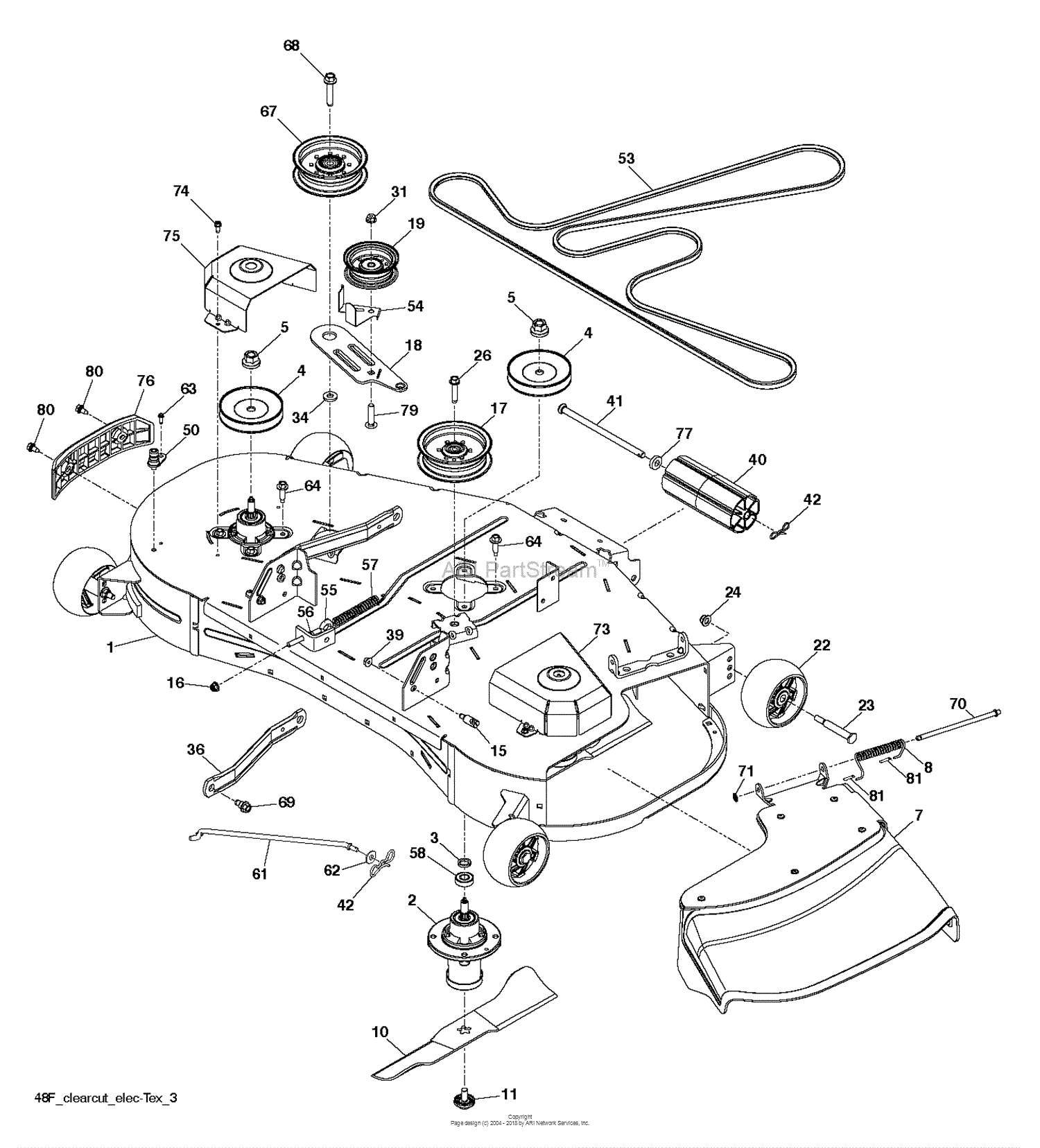 Husqvarna LGT48DXL - 96045006700 (2017-07) Parts Diagram for MOWER DECK