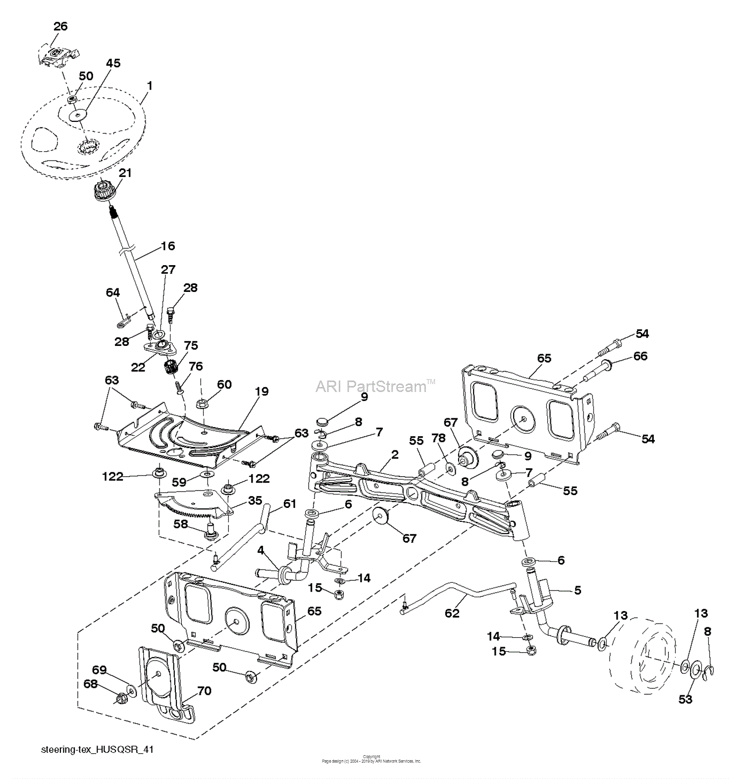 Husqvarna LGT48DXL - 96045006700 (2017-07) Parts Diagram for STEERING