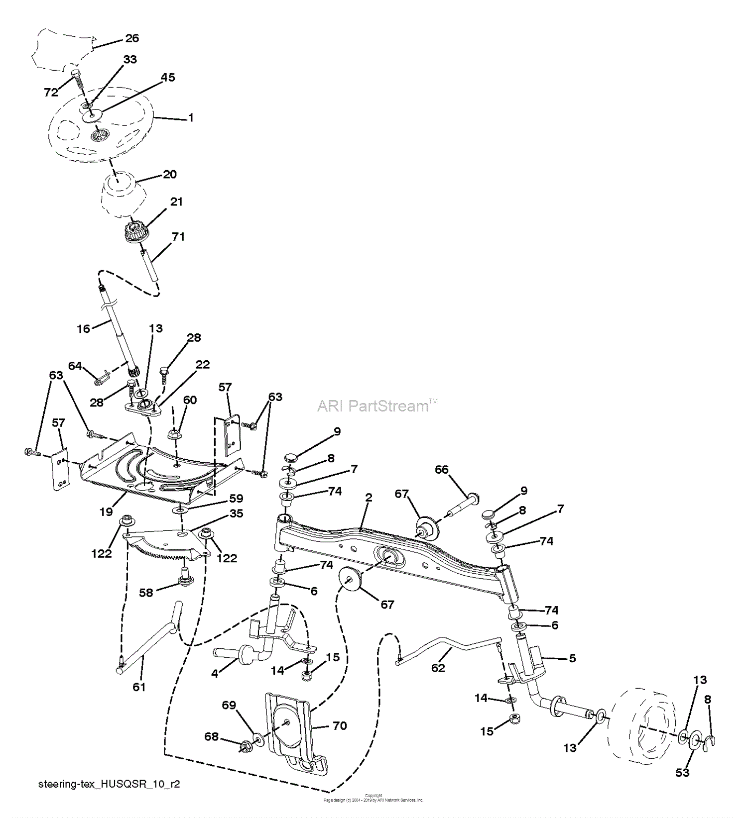 Husqvarna LT154 - 96041024001 (2012-08) Parts Diagram for STEERING