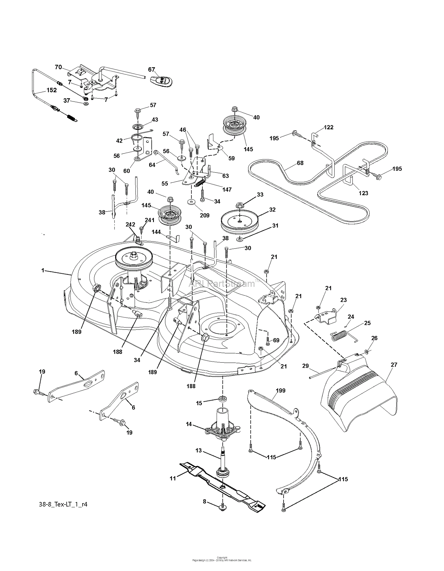 Husqvarna LT19538R - 96041028200 (2012-05) Parts Diagram for MOWER DECK ...