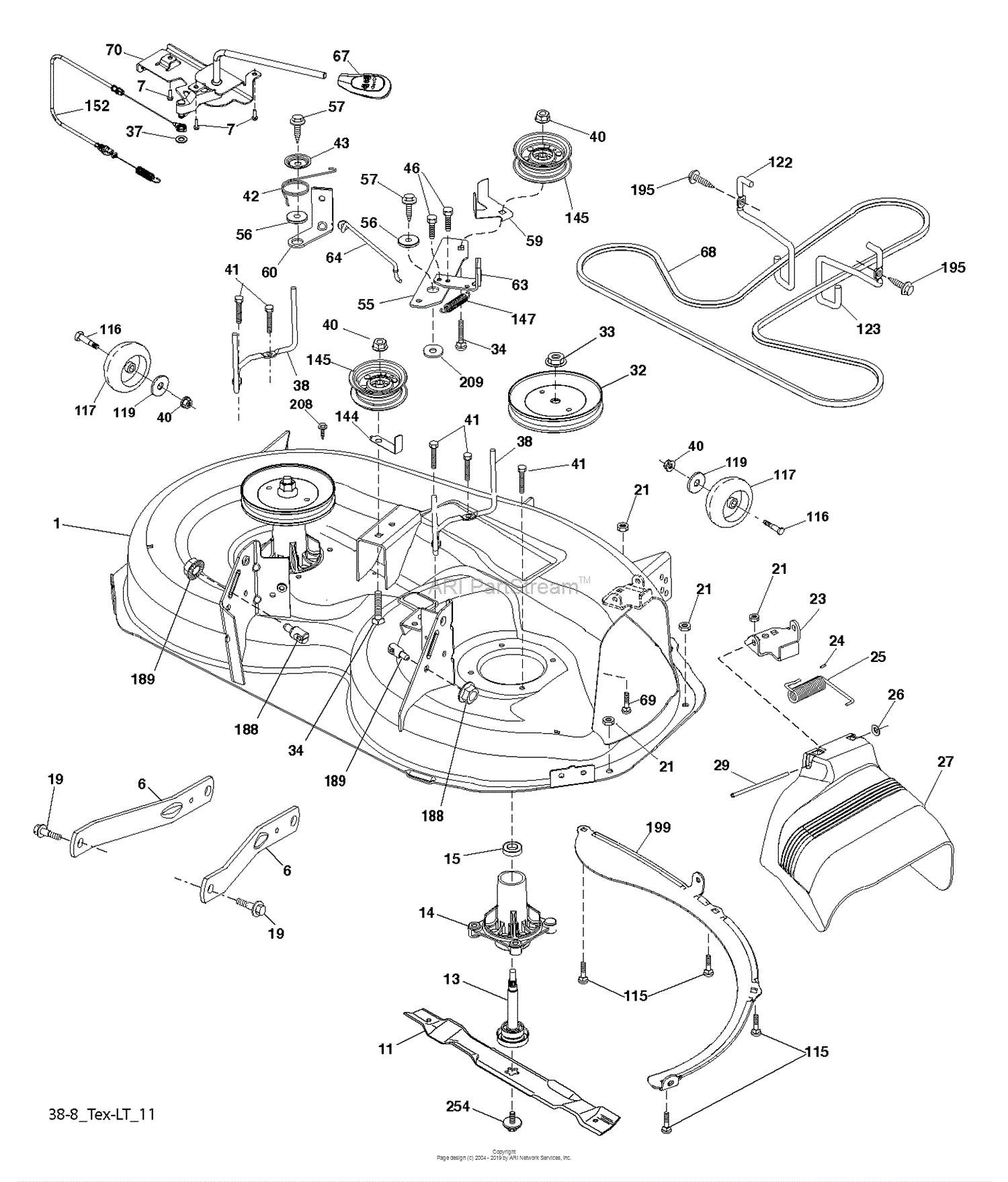 Husqvarna LTA18538 - 96043021000 (2015-08) Parts Diagram for MOWER DECK ...