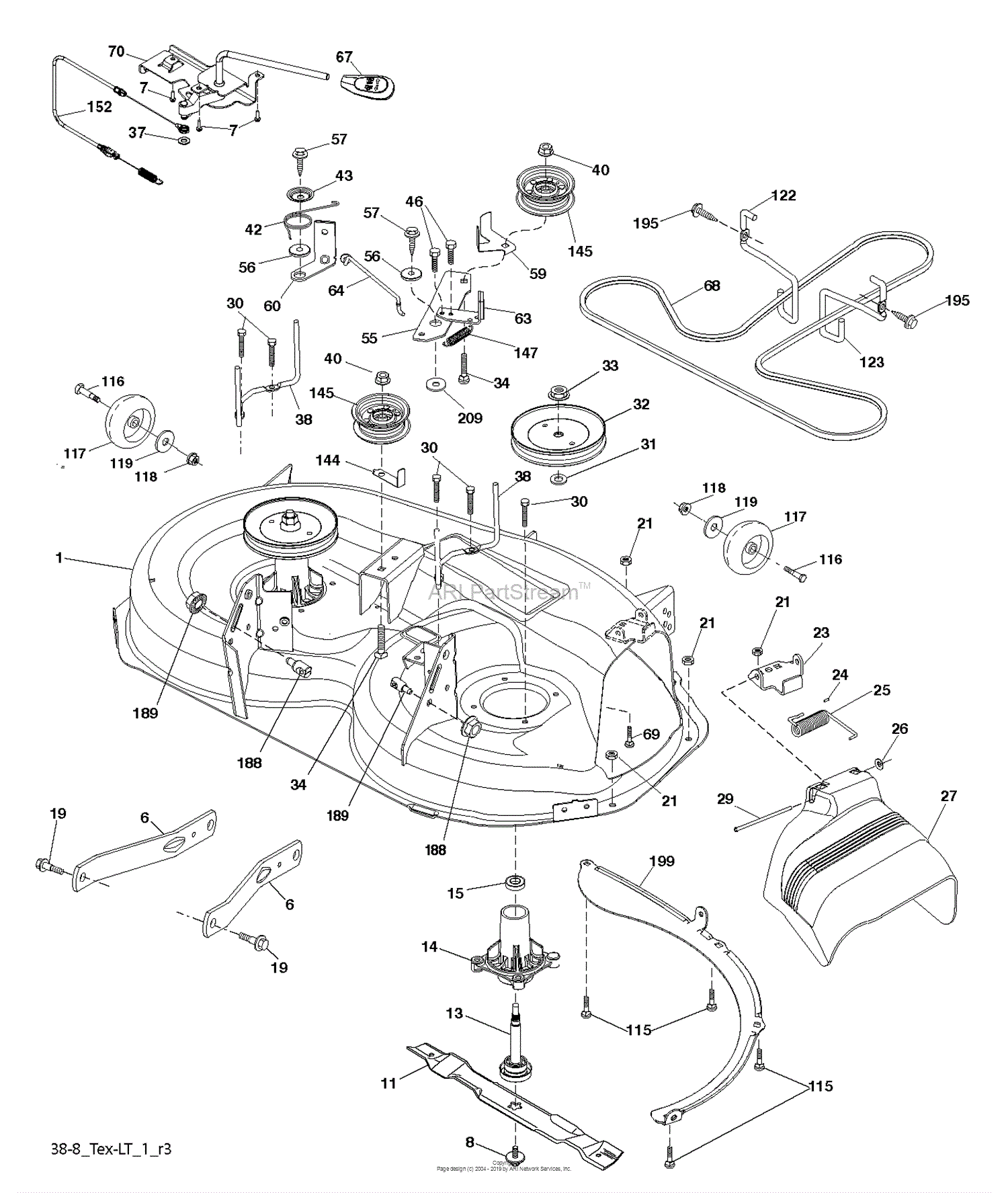 Husqvarna LTH1438 - 96043005800 (2011-06) Parts Diagram for MOWER DECK ...