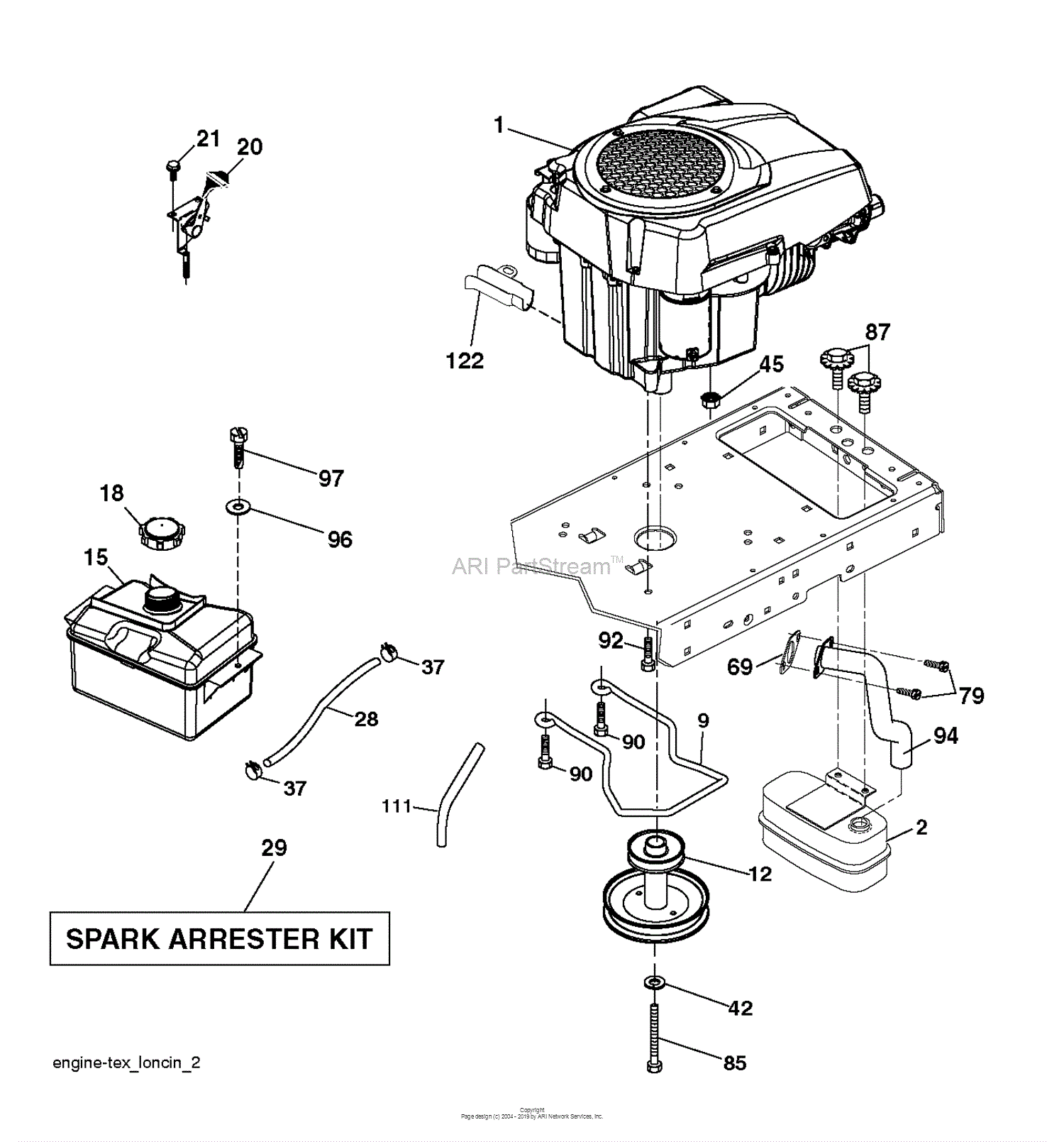 Husqvarna LTH1738 - 96043024800 (2017-08) Parts Diagram for ENGINE