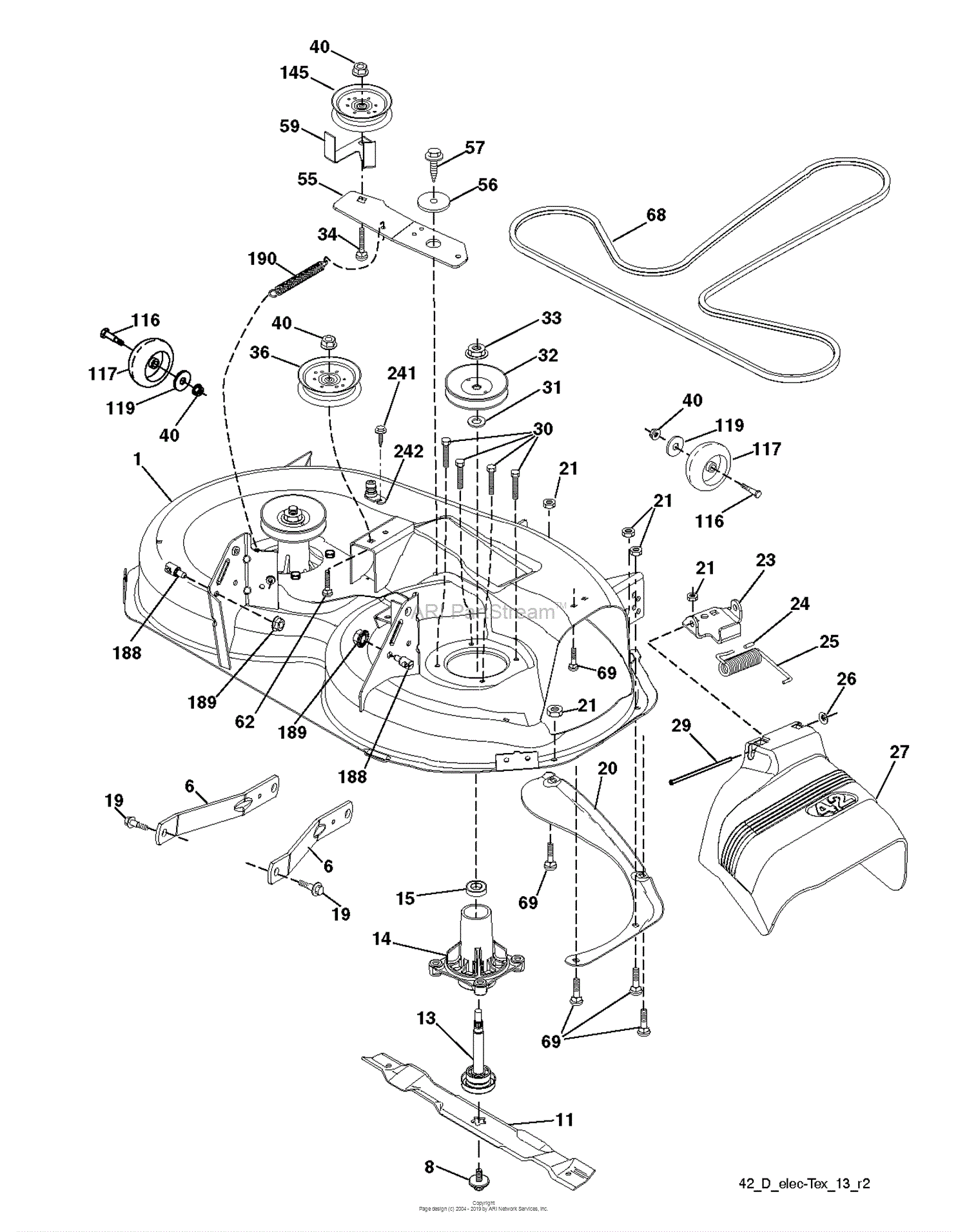 Husqvarna LTH174 - 96041024401 (2012-8) Parts Diagram for MOWER DECK ...
