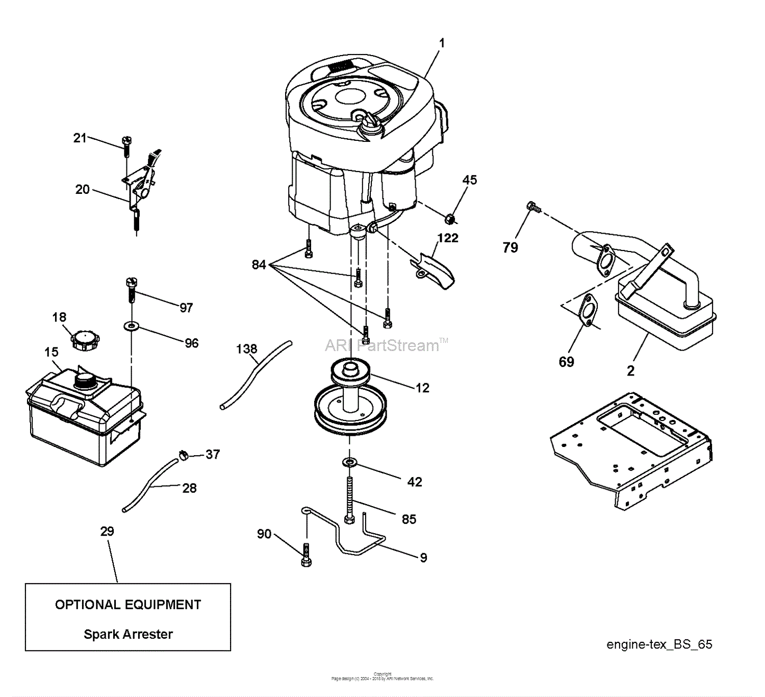 Husqvarna LTH18538 - 250170 (2012-01) Parts Diagram for ENGINE