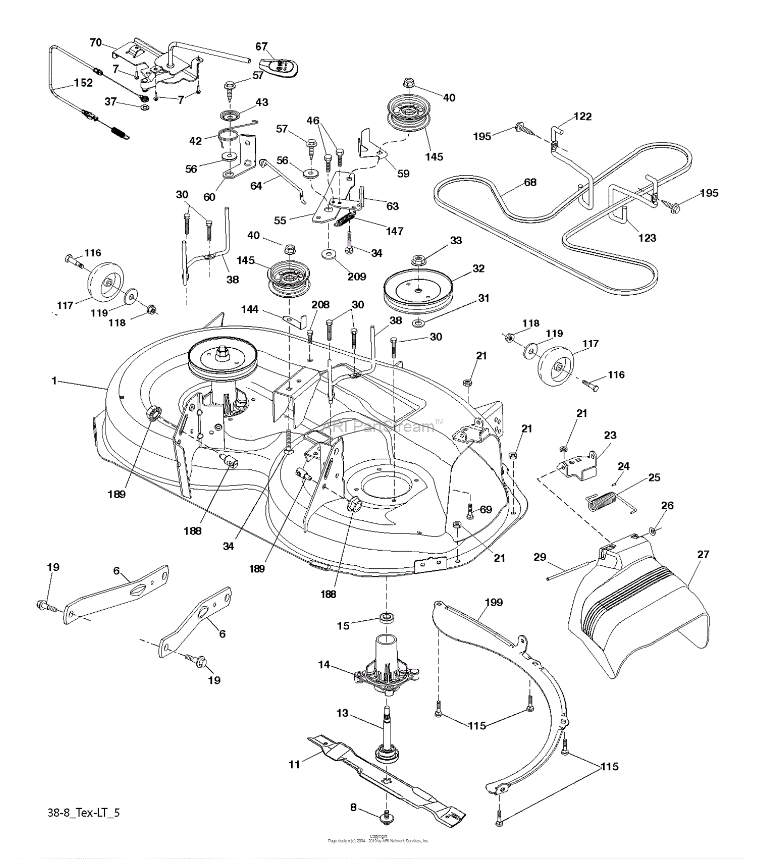 Husqvarna LTH18538 - 96043013102 (2011-6) Parts Diagram for MOWER DECK ...