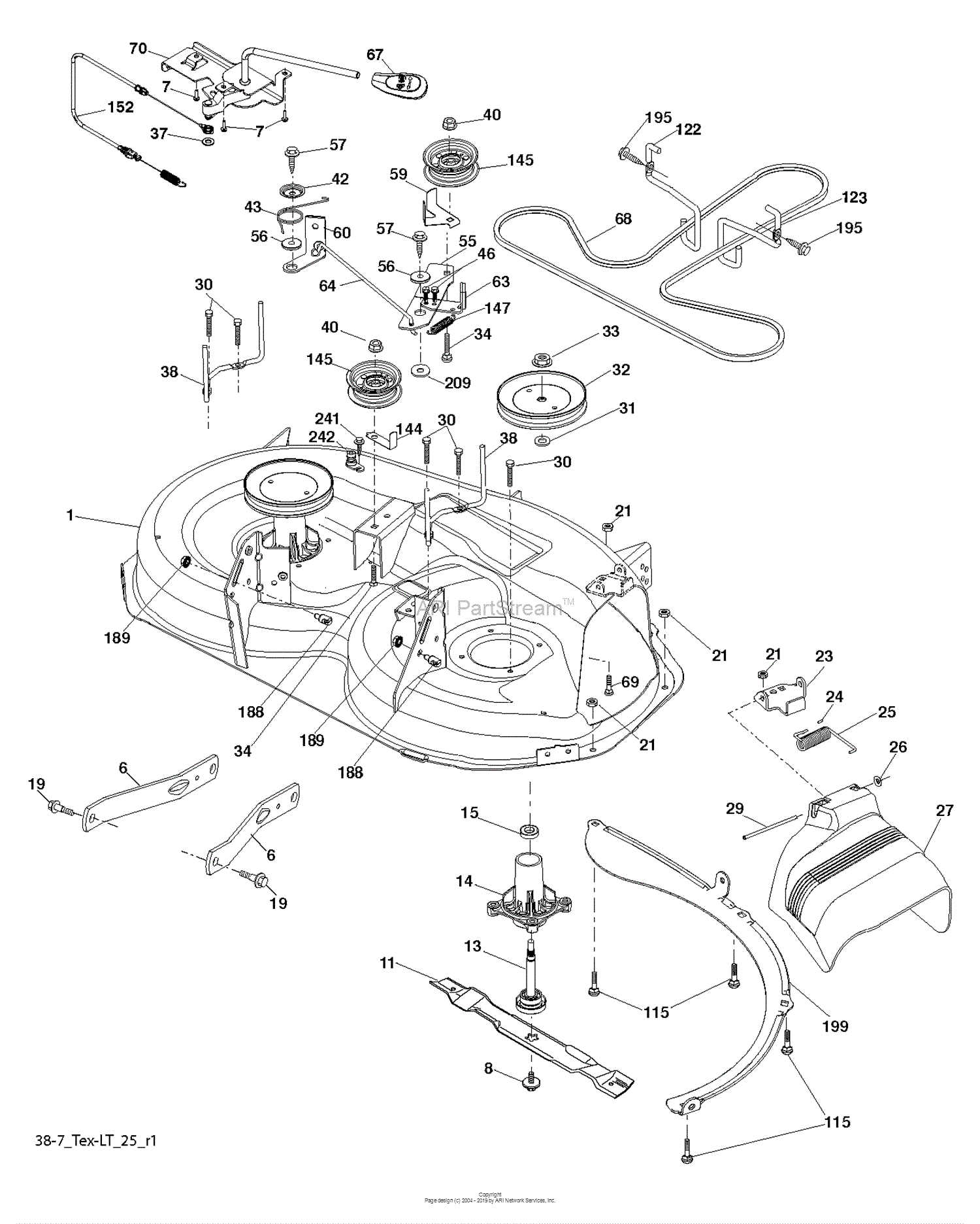 Husqvarna LTH2038 - 96041017102 (2011-07) Parts Diagram for MOWER DECK ...