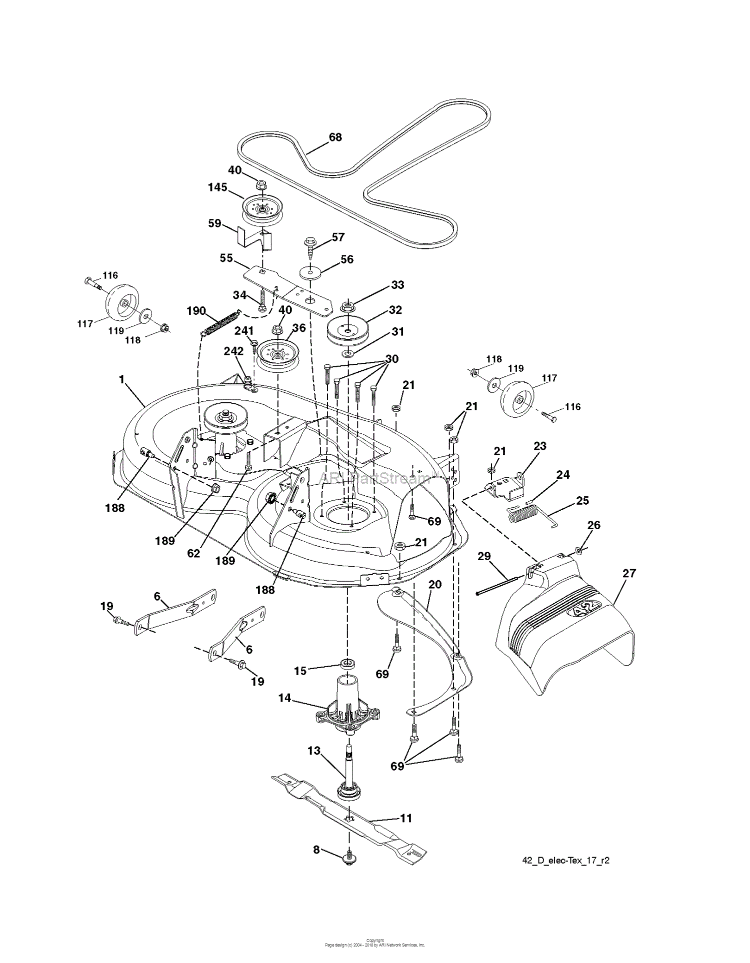 Husqvarna LTH2142 - 96041023600 (2011-05) Parts Diagram for MOWER DECK ...