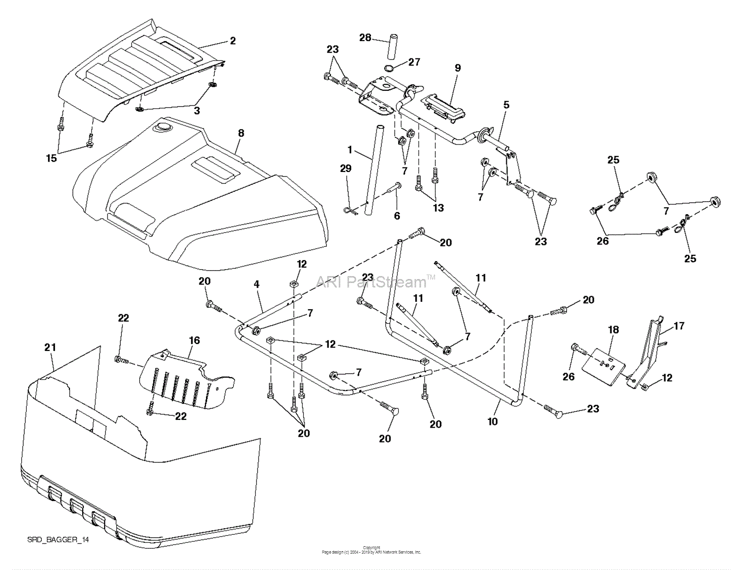 Husqvarna TC 130 - 96051012300 (2014-07) Parts Diagram for BAGGER