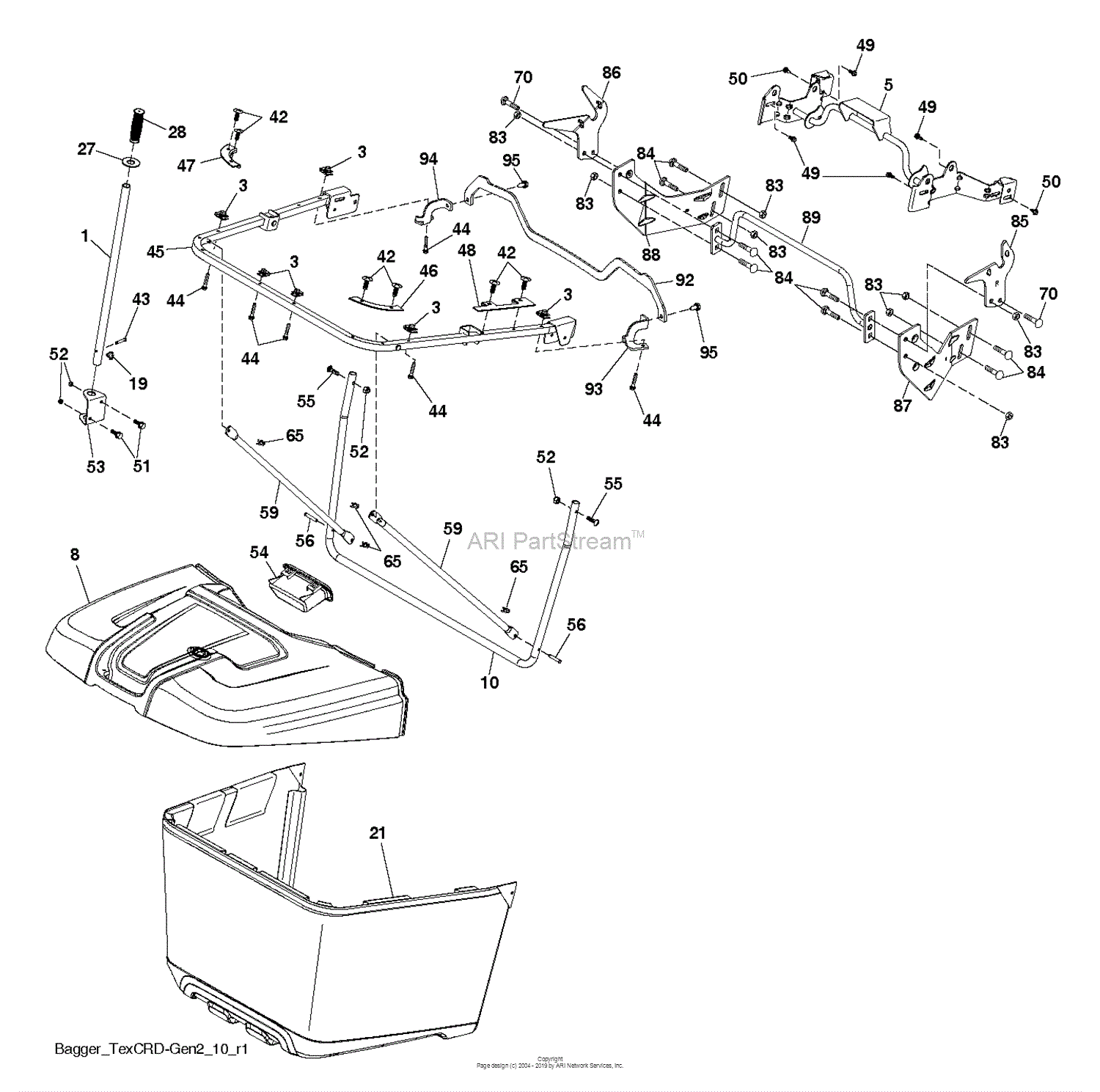 Husqvarna TC 139T 96051014500 (201608) Parts Diagram for BAGGER