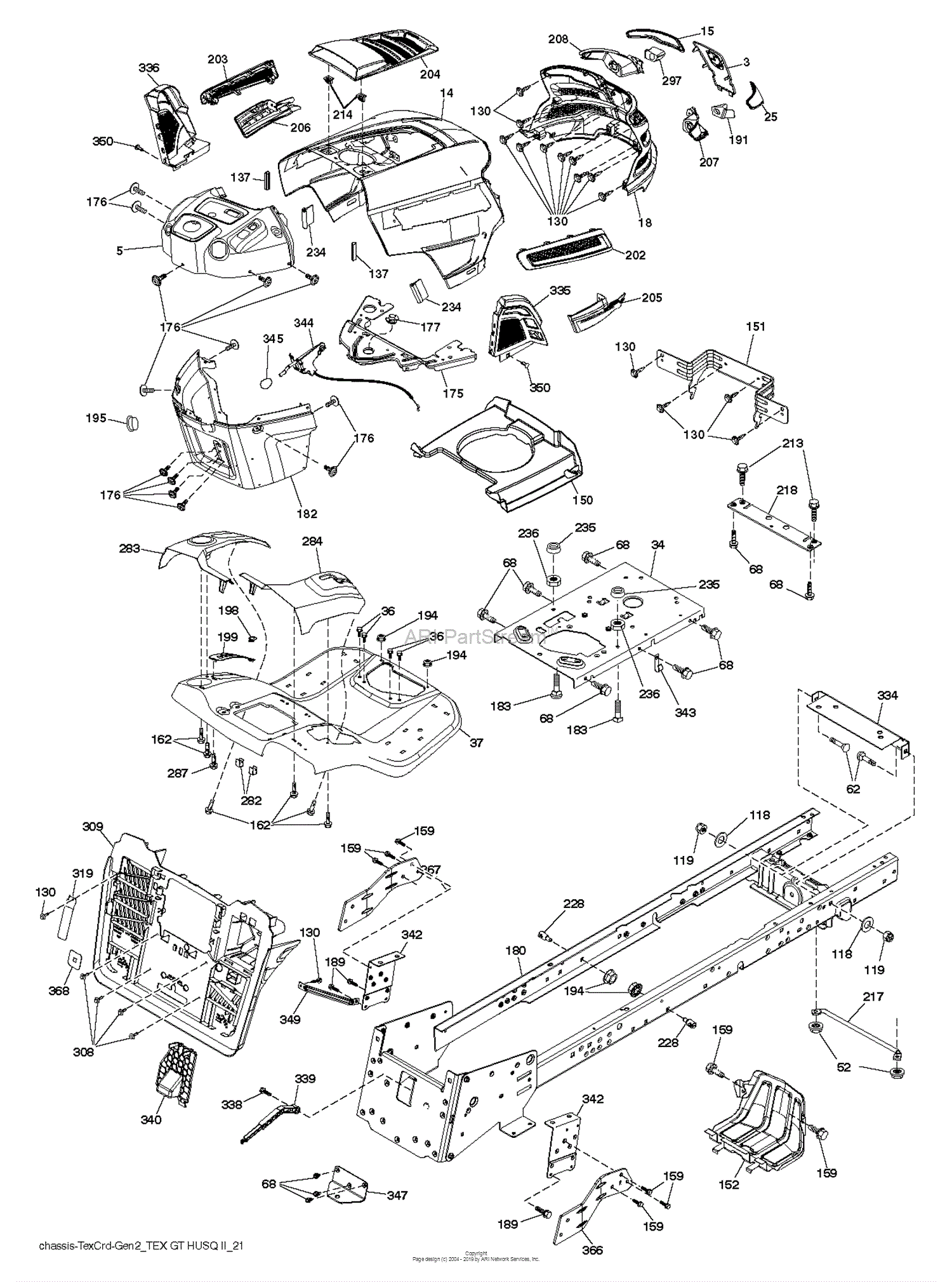 Husqvarna TC 238 - 96051013700 (2015-03) Parts Diagram for CHASSIS / FRAME