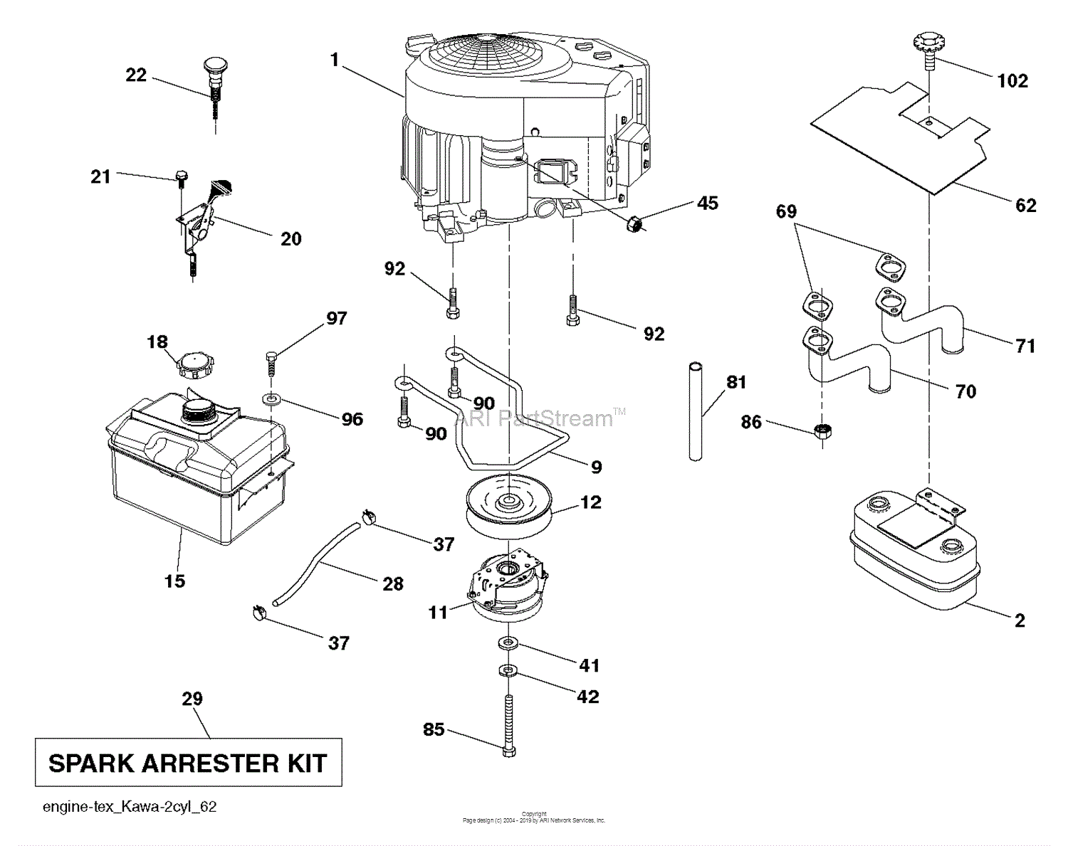 Husqvarna TC 238 - 96051016300 (2017-02) Parts Diagram for ENGINE