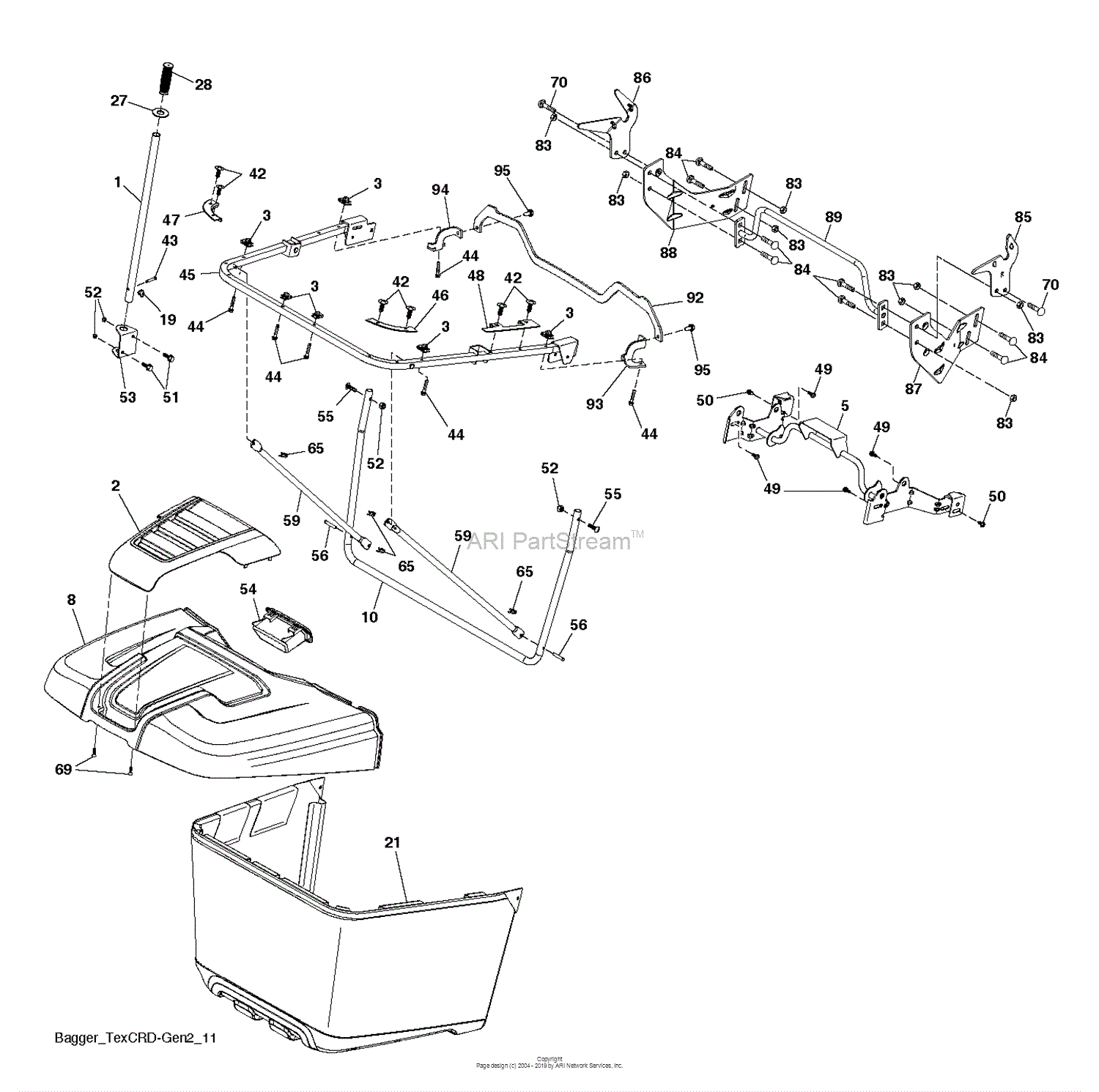 Husqvarna TC 342T - 96051014800 (2016-08) Parts Diagram for BAGGER