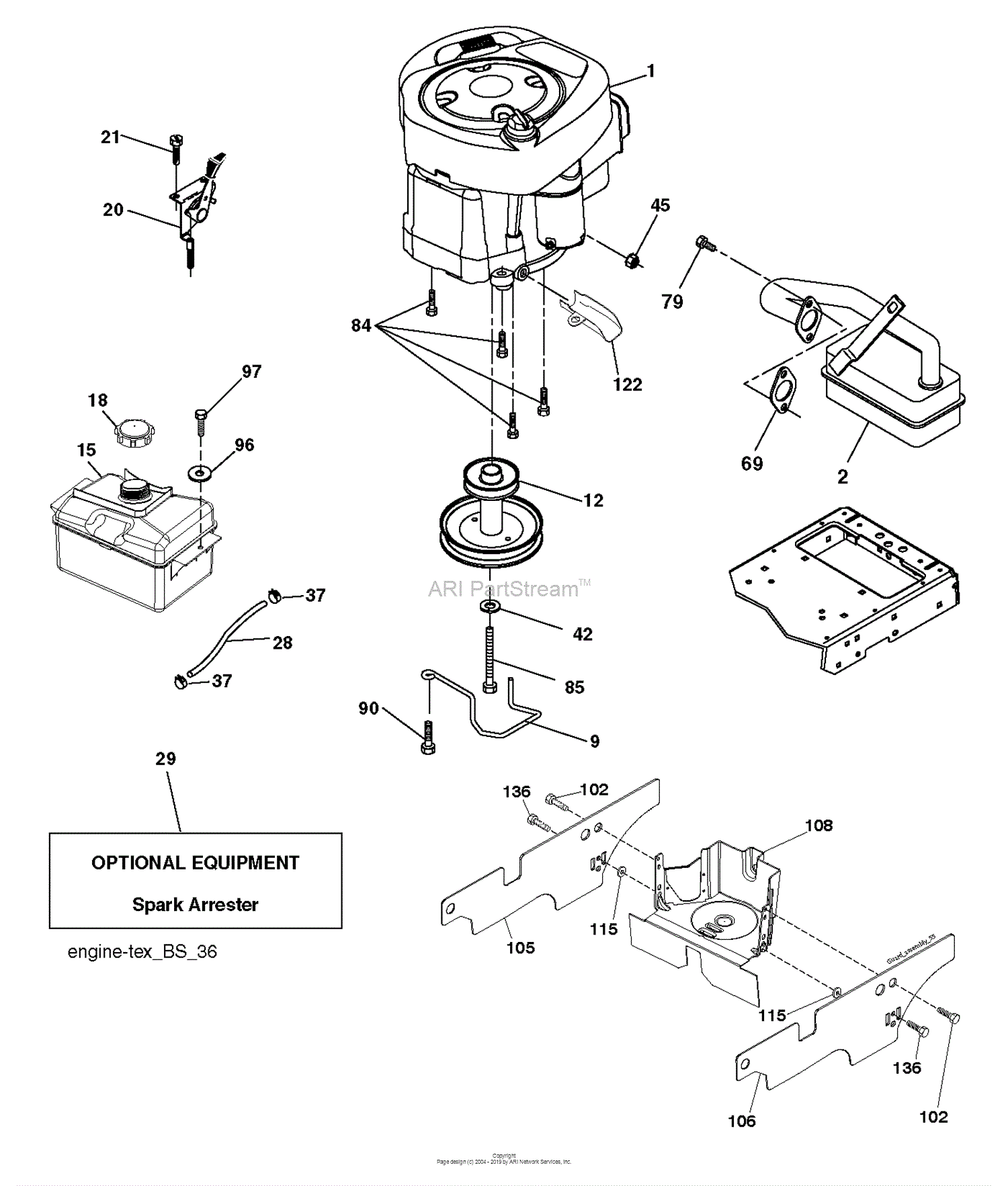 Husqvarna TS 138 - 96041036700 (2014-07) Parts Diagram for ENGINE