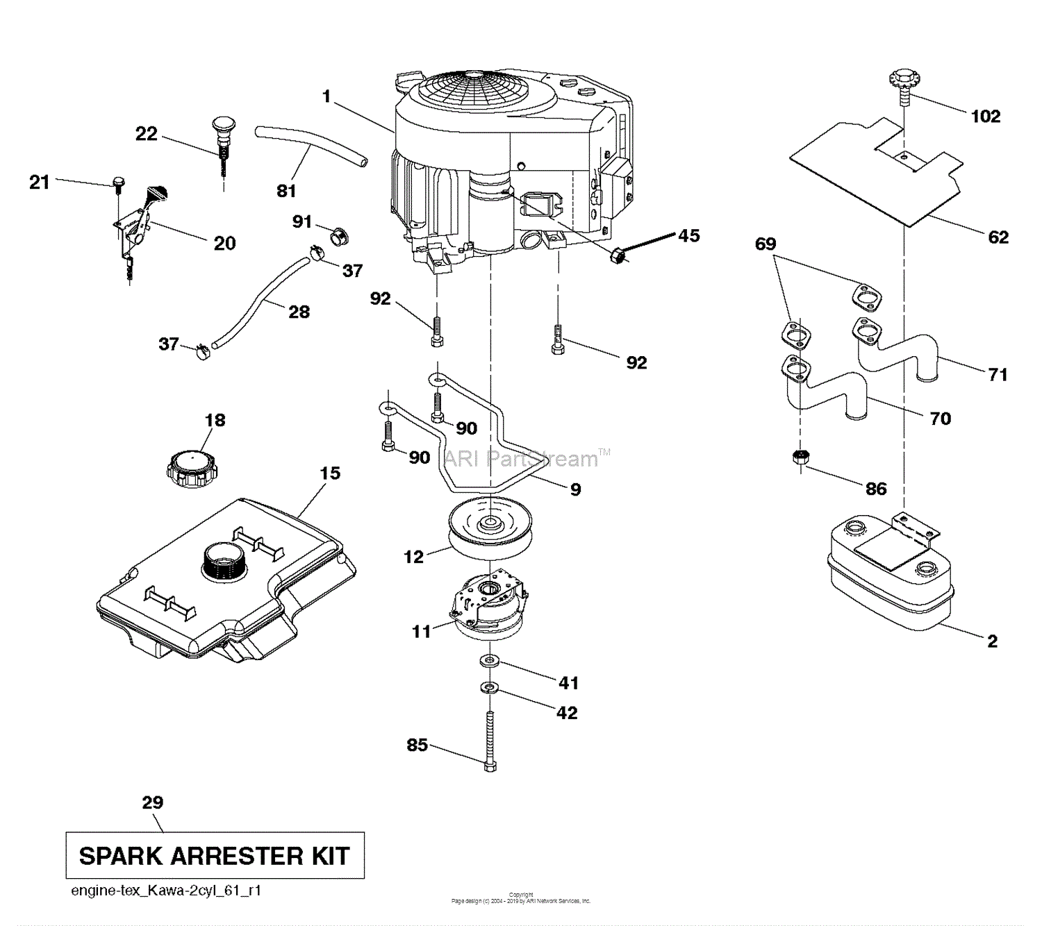 Husqvarna TS 246 - 96041040100 (2017-01) Parts Diagram for ENGINE