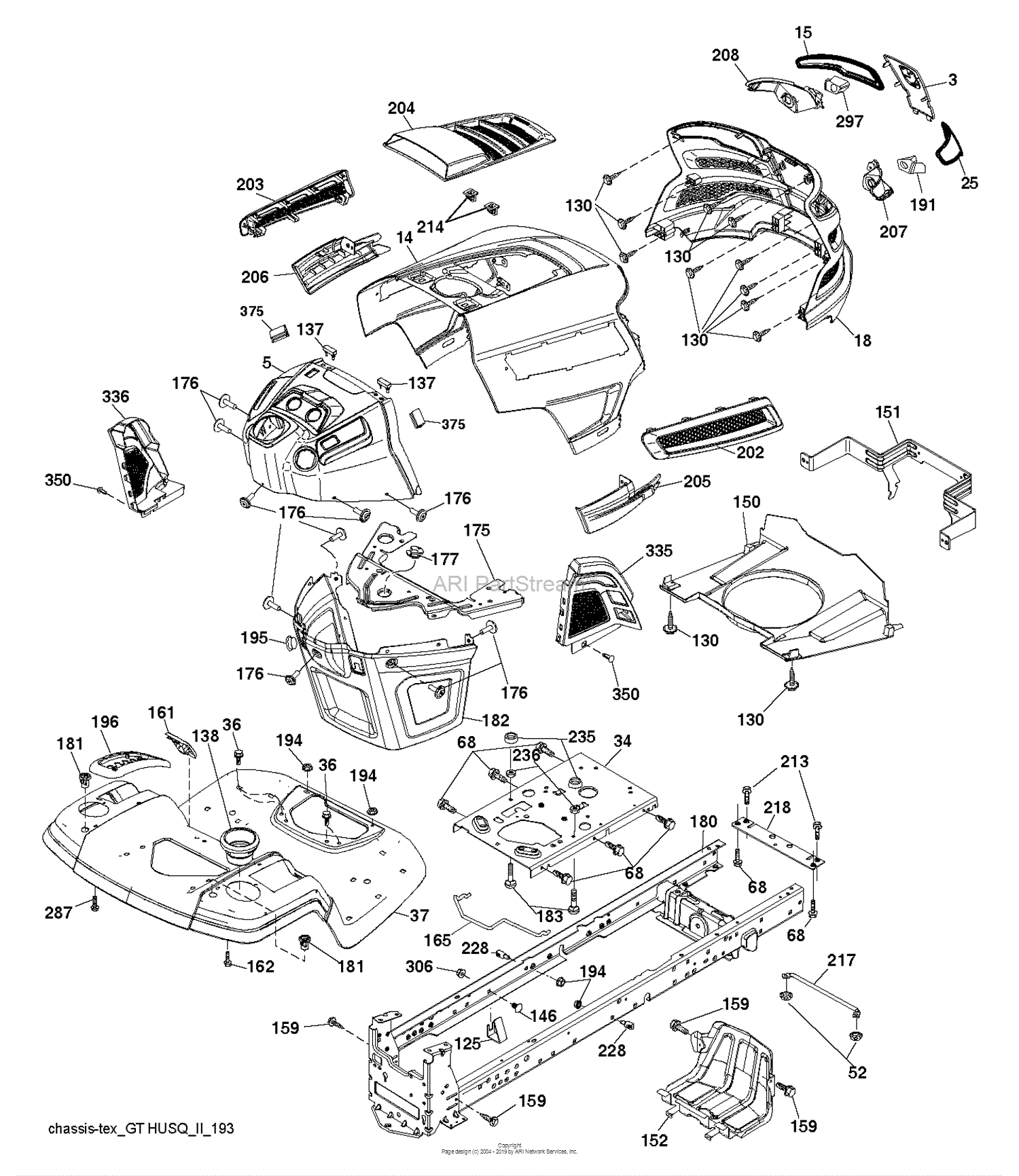 Husqvarna YT42CS - 96043022200 (2015-12) Parts Diagram for CHASSIS ...