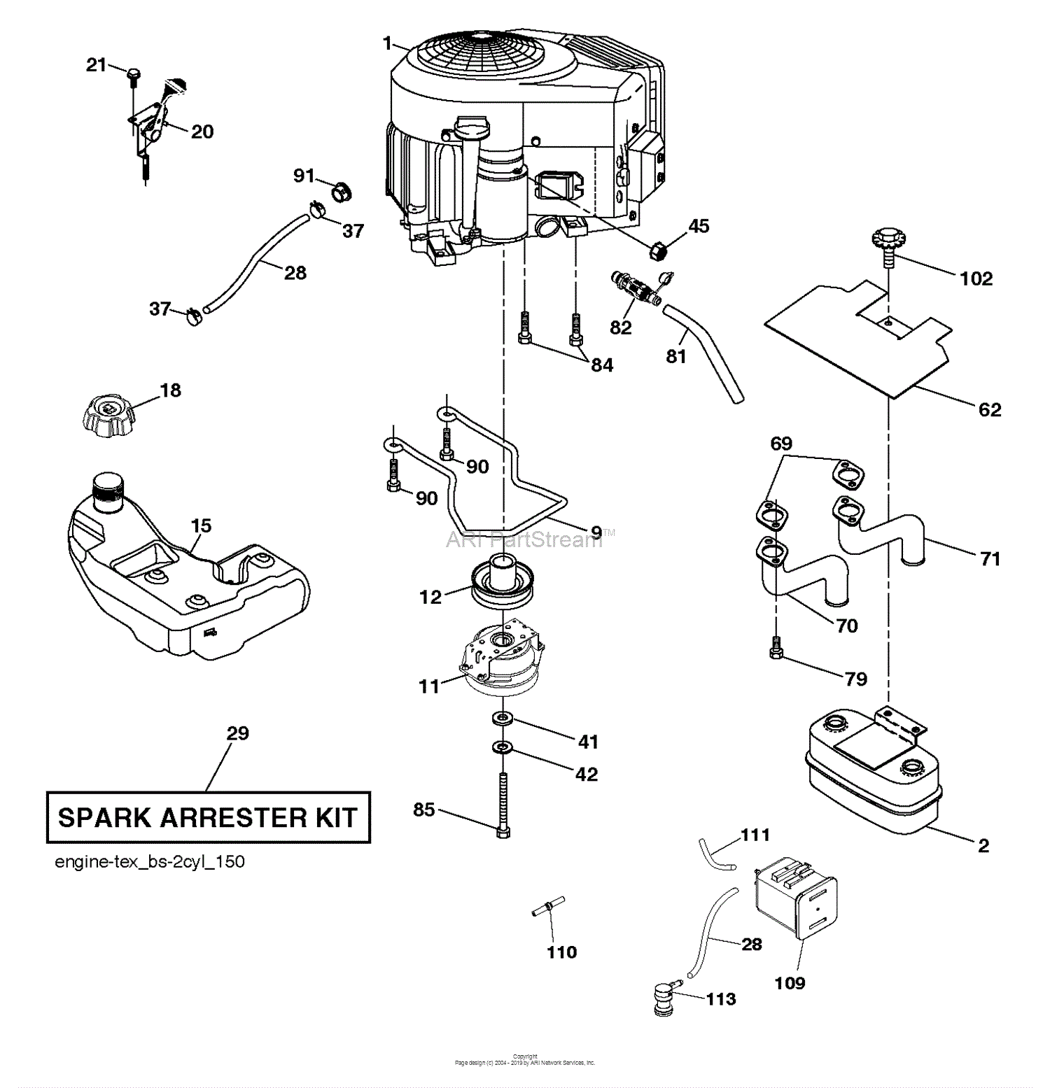 Husqvarna YT42CS - 96043022300 (2015-12) Parts Diagram for ENGINE