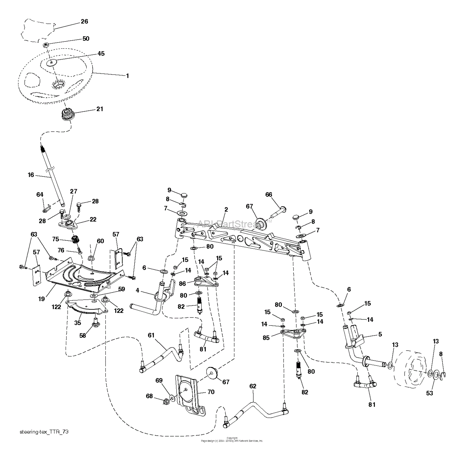 Husqvarna YT42CS - 96043022300 (2015-12) Parts Diagram for STEERING