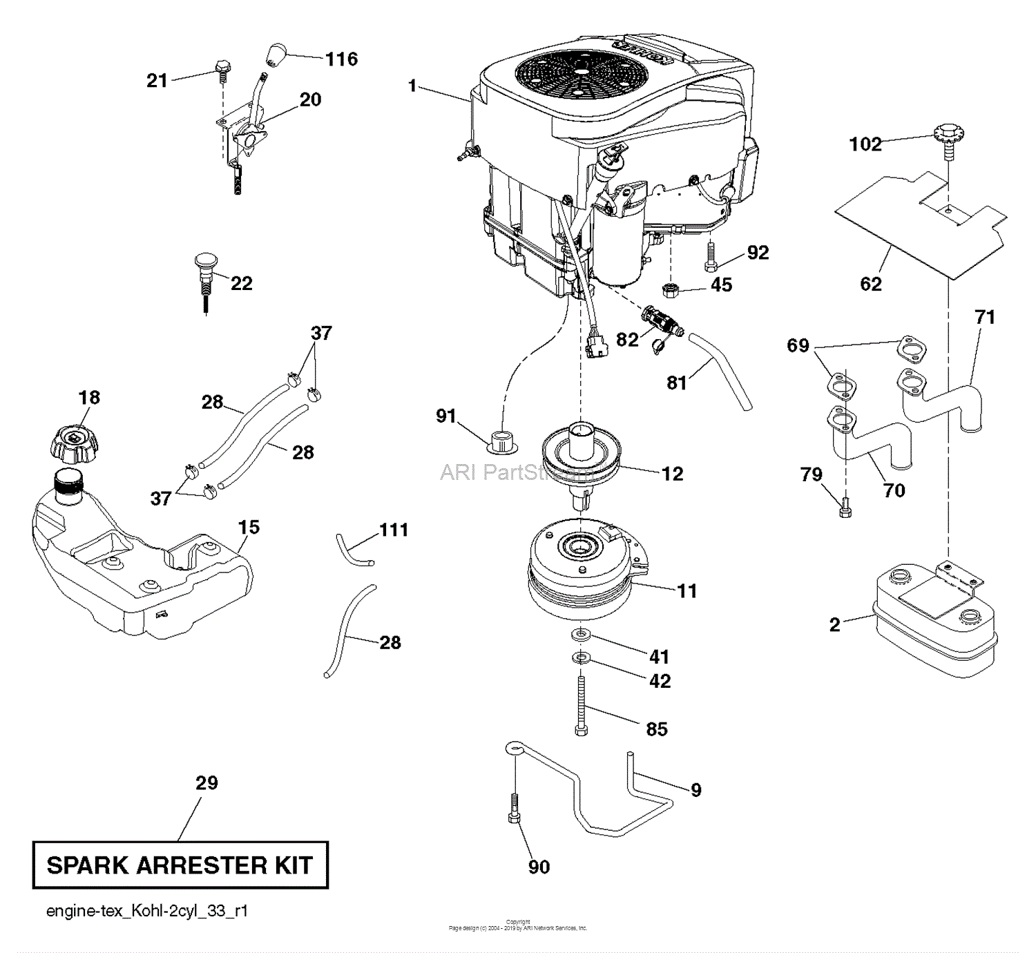 Husqvarna YT42DXLS - 96043020401 (2015-07) Parts Diagram for ENGINE