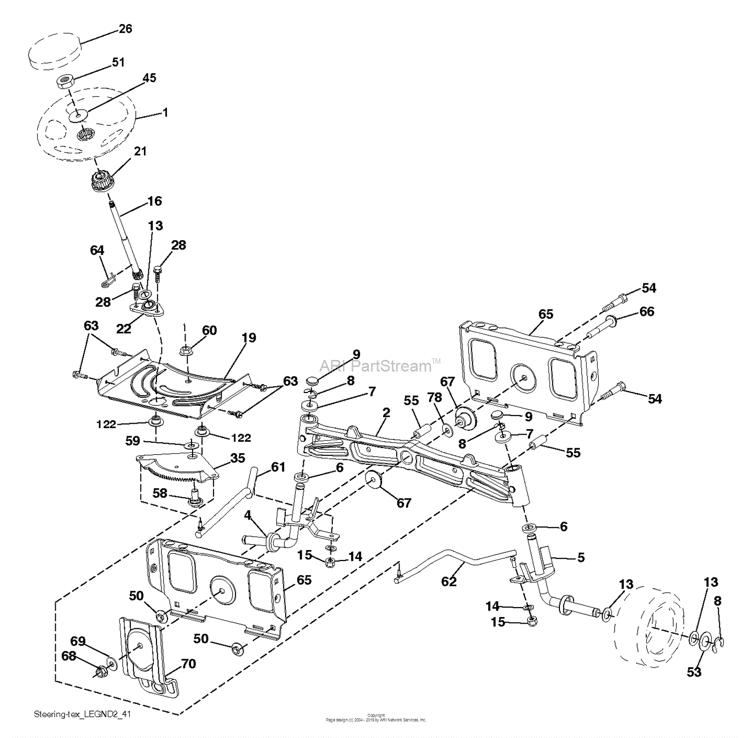 Husqvarna YT42DXLS - 96048008400 (2014-10) Parts Diagram for STEERING