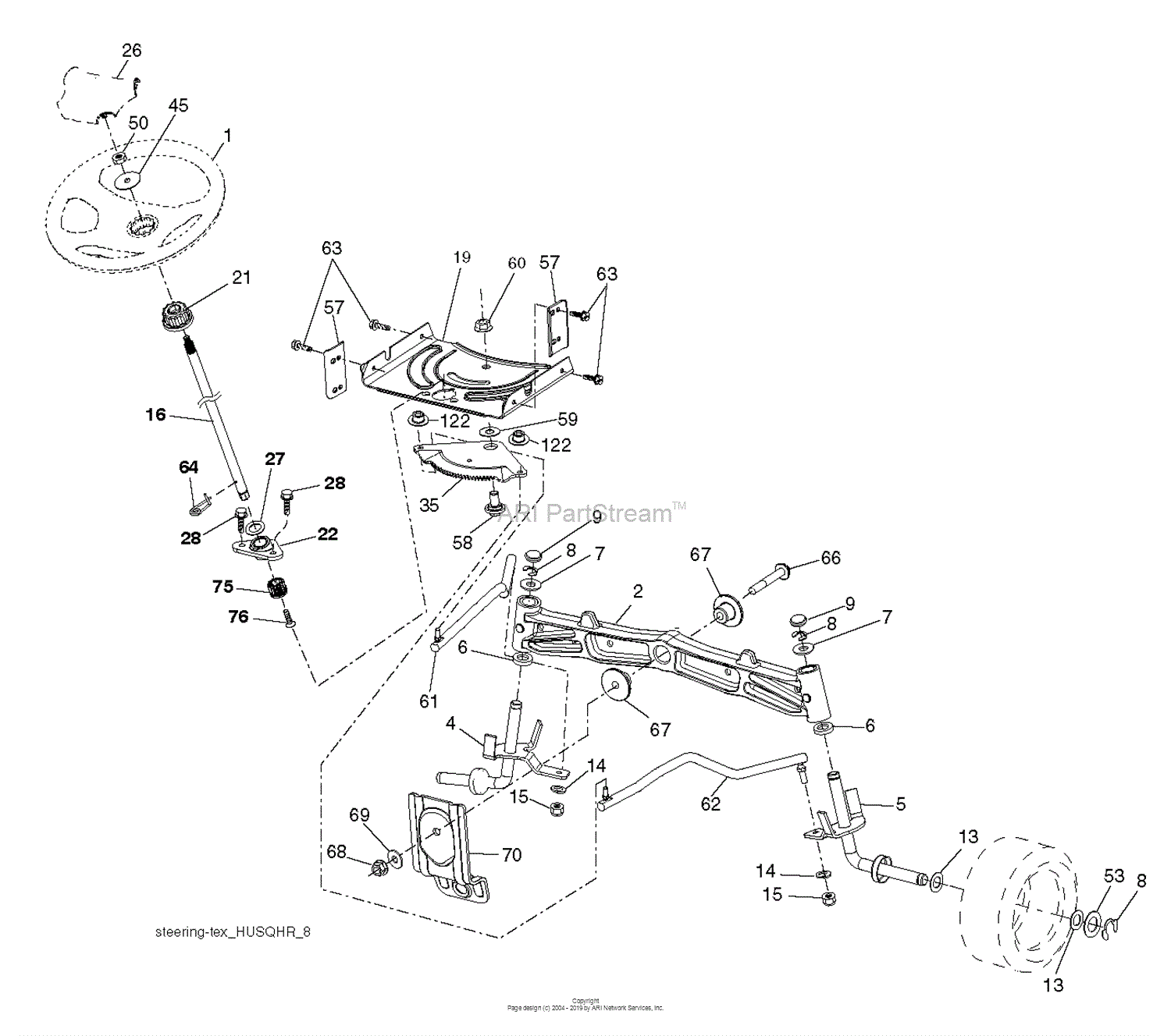 Husqvarna YT46 LS - 96043022800 (2016-07) Parts Diagram for STEERING