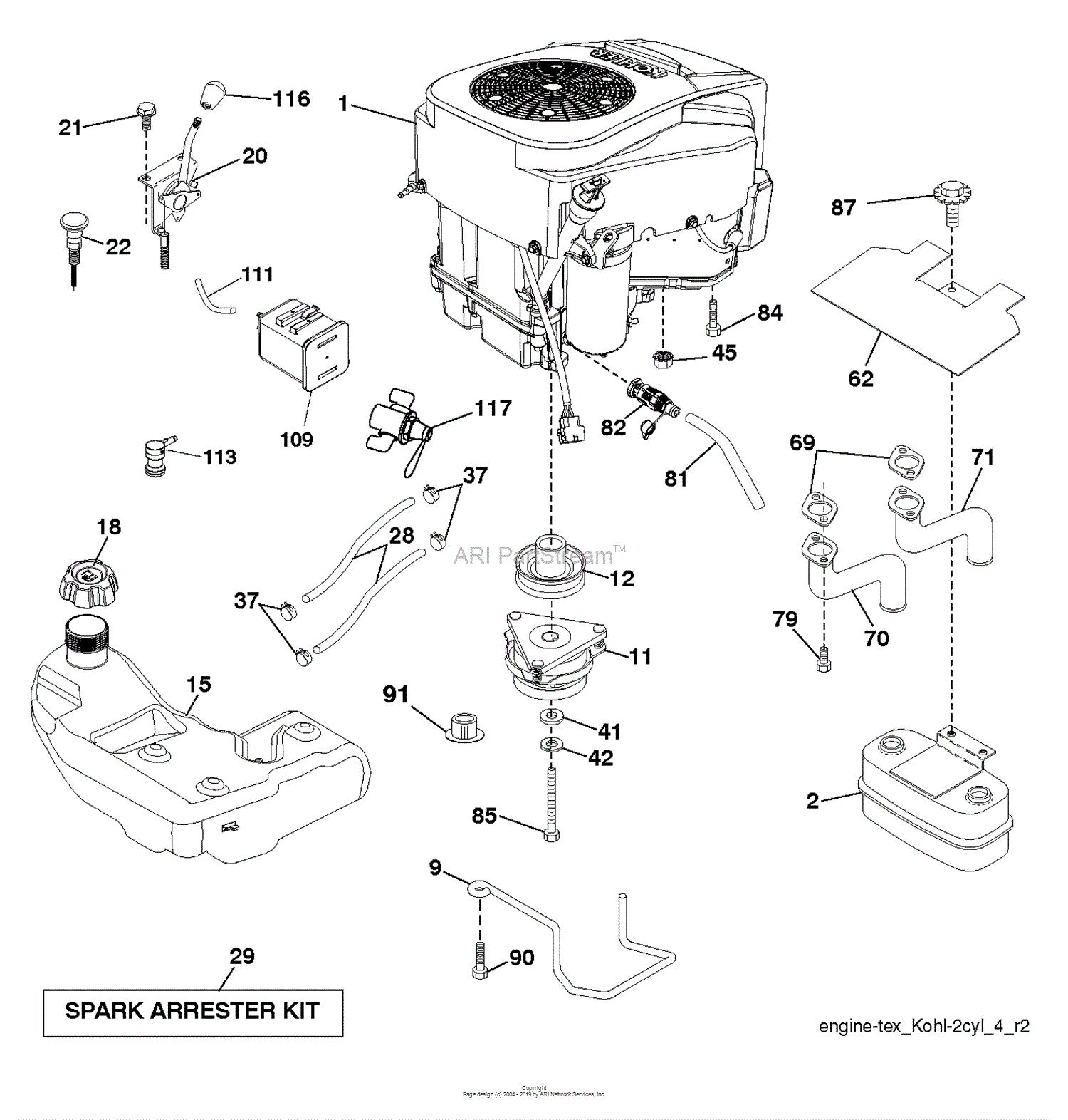 Husqvarna YT48 XLS - 96043020500 (2014-10) Parts Diagram for ENGINE