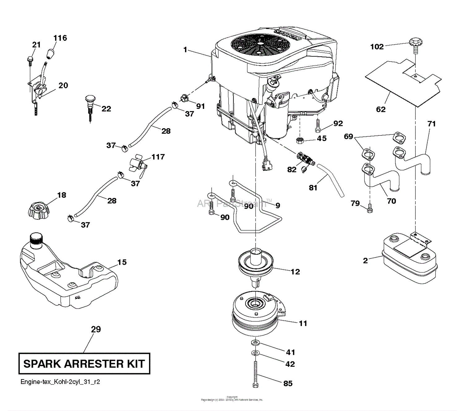 Husqvarna YT48DXLS - 96043028200 (2017-11) Parts Diagram for ENGINE