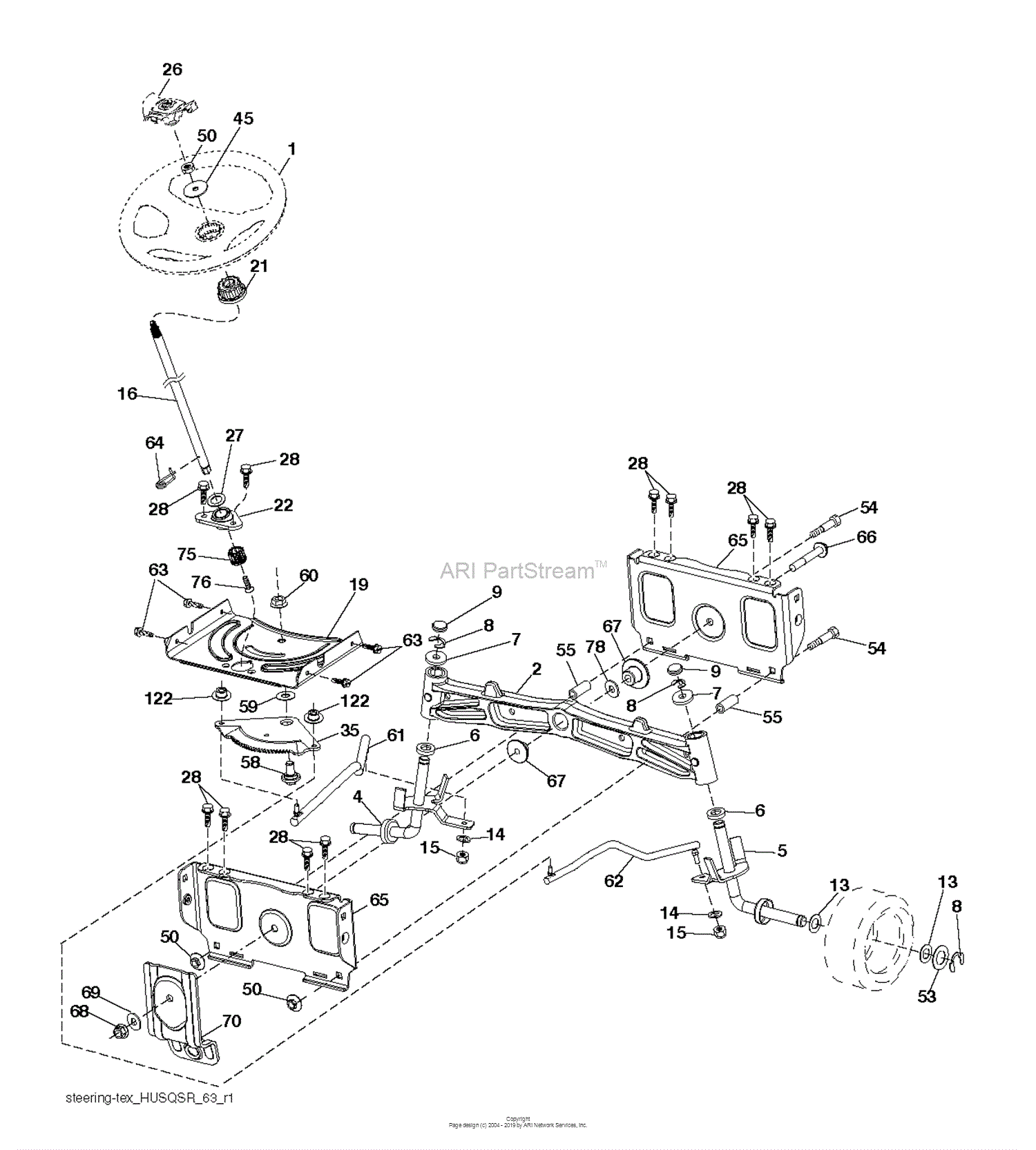 Husqvarna YT48DXLS - 96043028300 (2017-11) Parts Diagram for STEERING