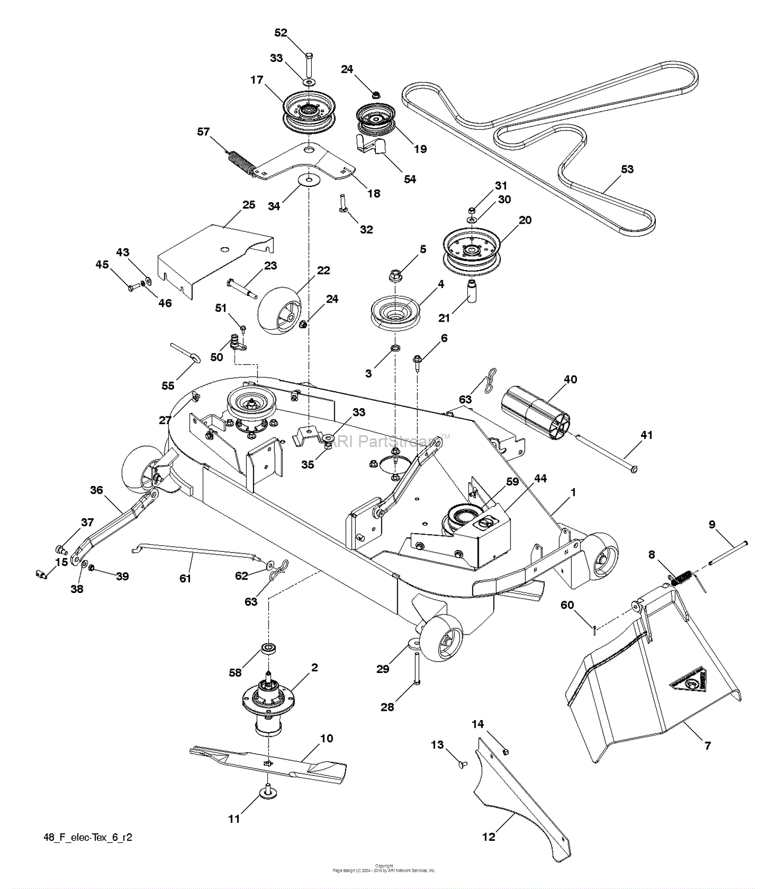 Husqvarna YT48XLS - 96043015500 (2012-09) Parts Diagram for MOWER DECK ...
