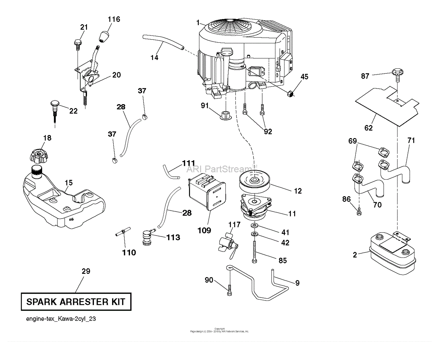 Husqvarna YT48XLS 96043015600 (201209) Parts Diagram for ENGINE