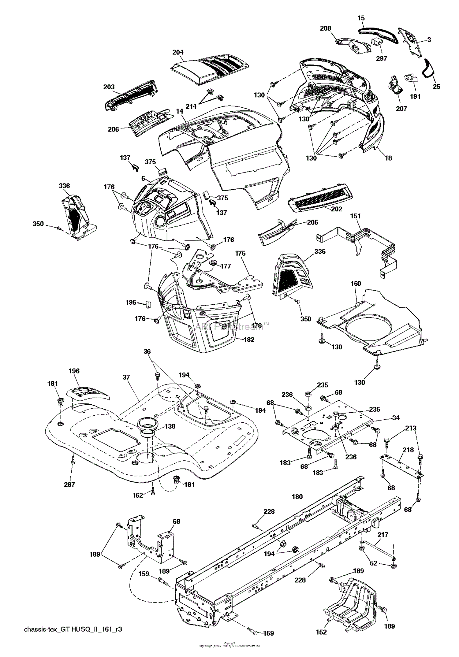 Husqvarna YTA18542 - 96043021100 (2015-08) Parts Diagram for CHASSIS ...