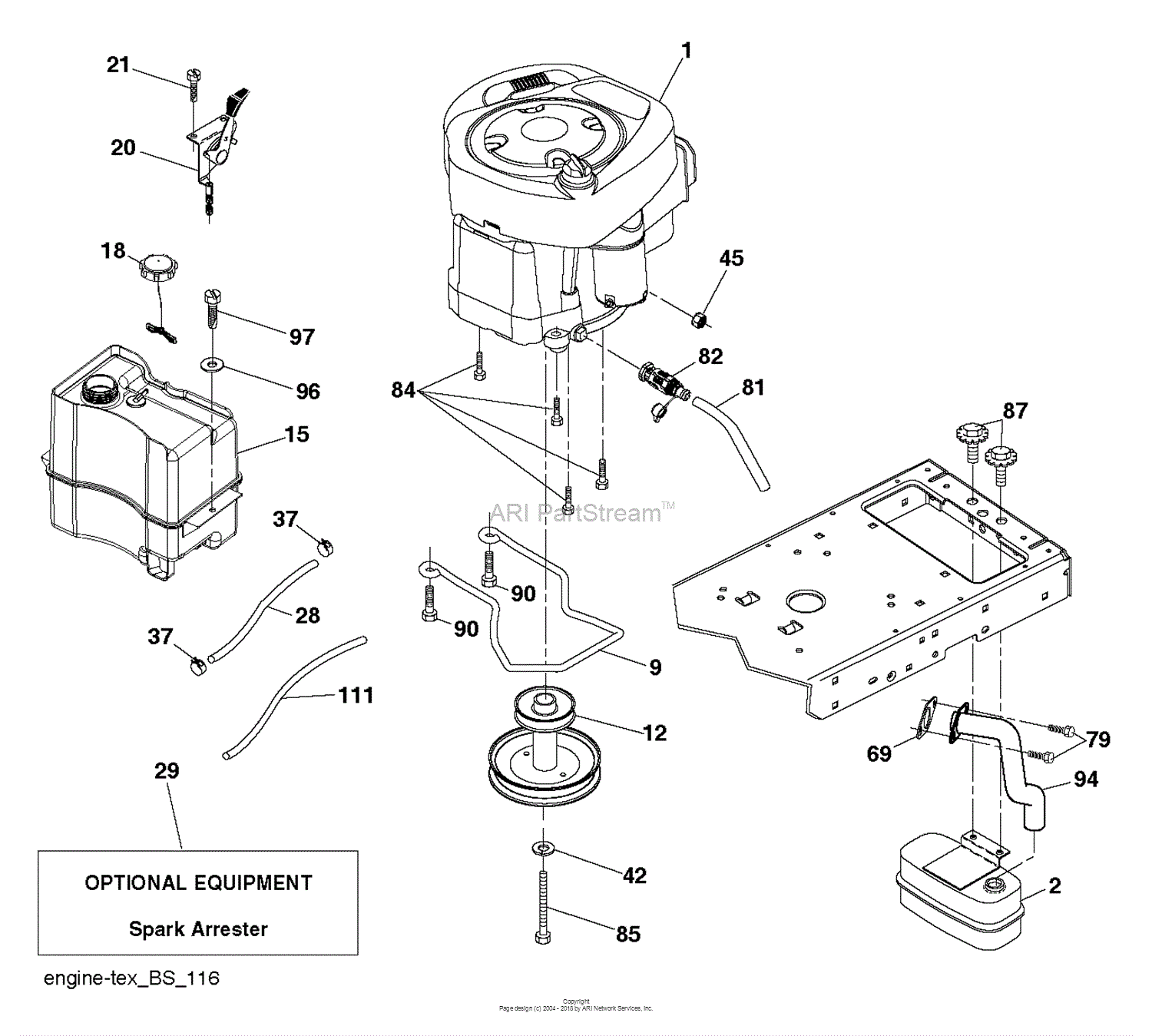 Husqvarna YTA18542 - 96043021100 (2015-08) Parts Diagram for ENGINE