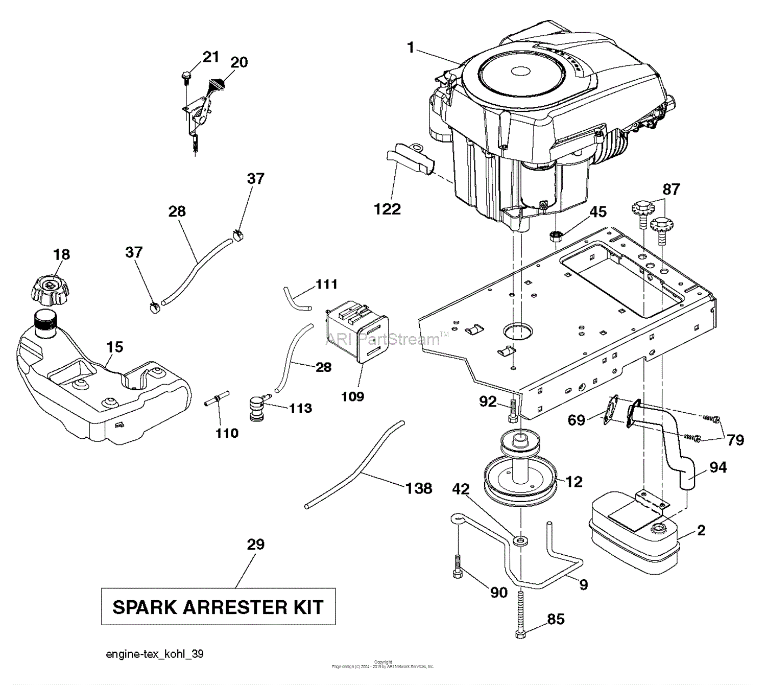 Husqvarna YTA19K42 - 96043014201 (2012-12) Parts Diagram for ENGINE