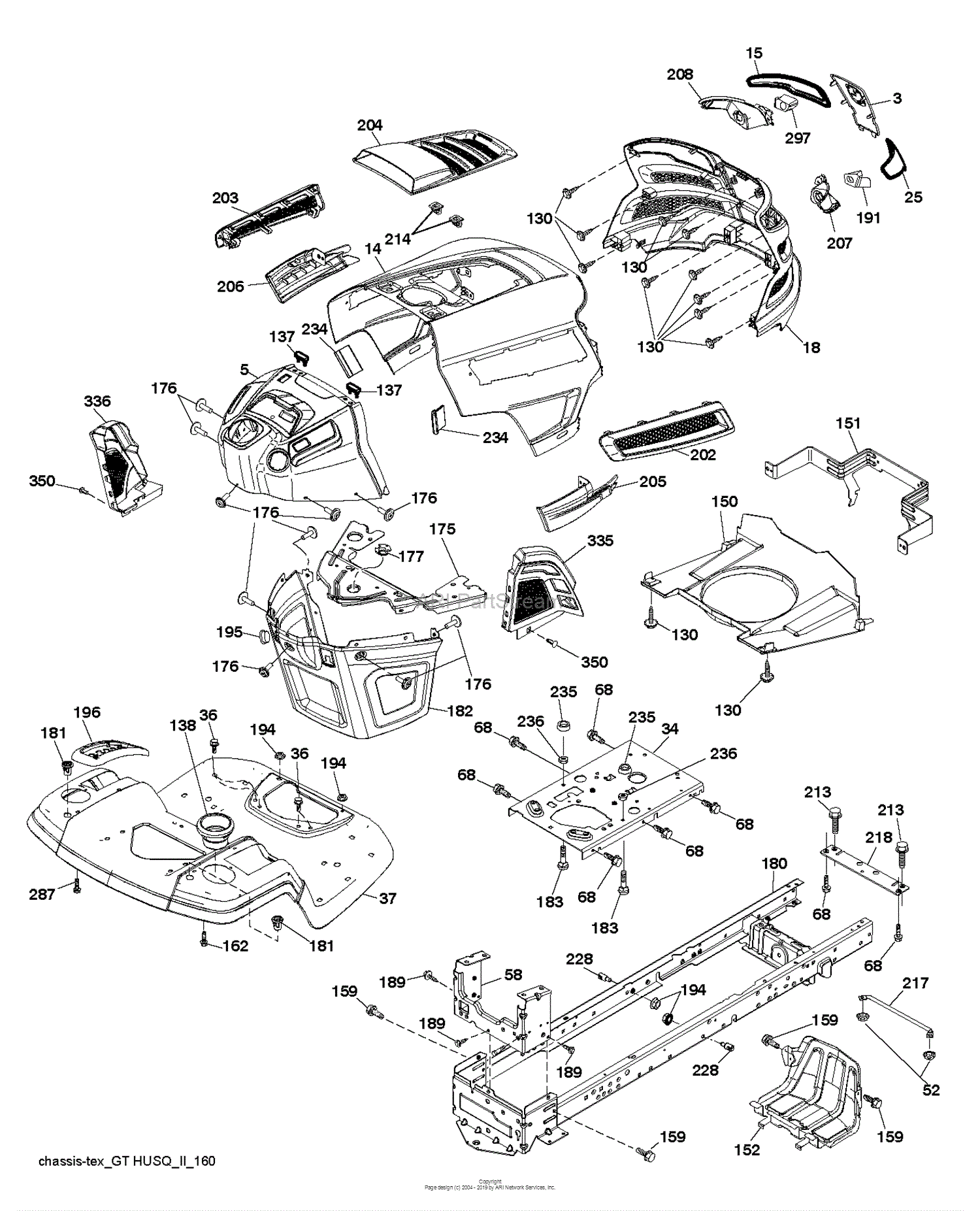 Husqvarna YTA19K42 - 96048006800 (2013-09) Parts Diagram for CHASSIS ...