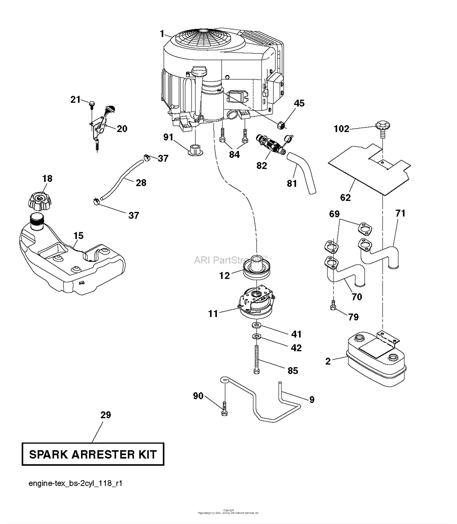 Husqvarna YTA24V48 96043021400 (201508) Parts Diagram for ENGINE