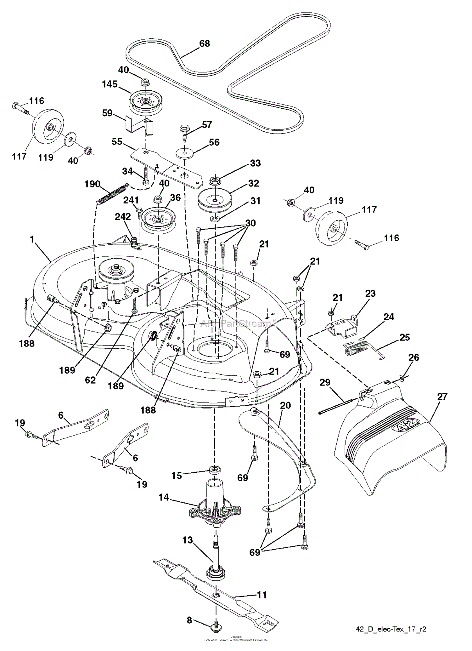 Husqvarna YTH184T - 96041024600 (2011-12) Parts Diagram for MOWER DECK ...