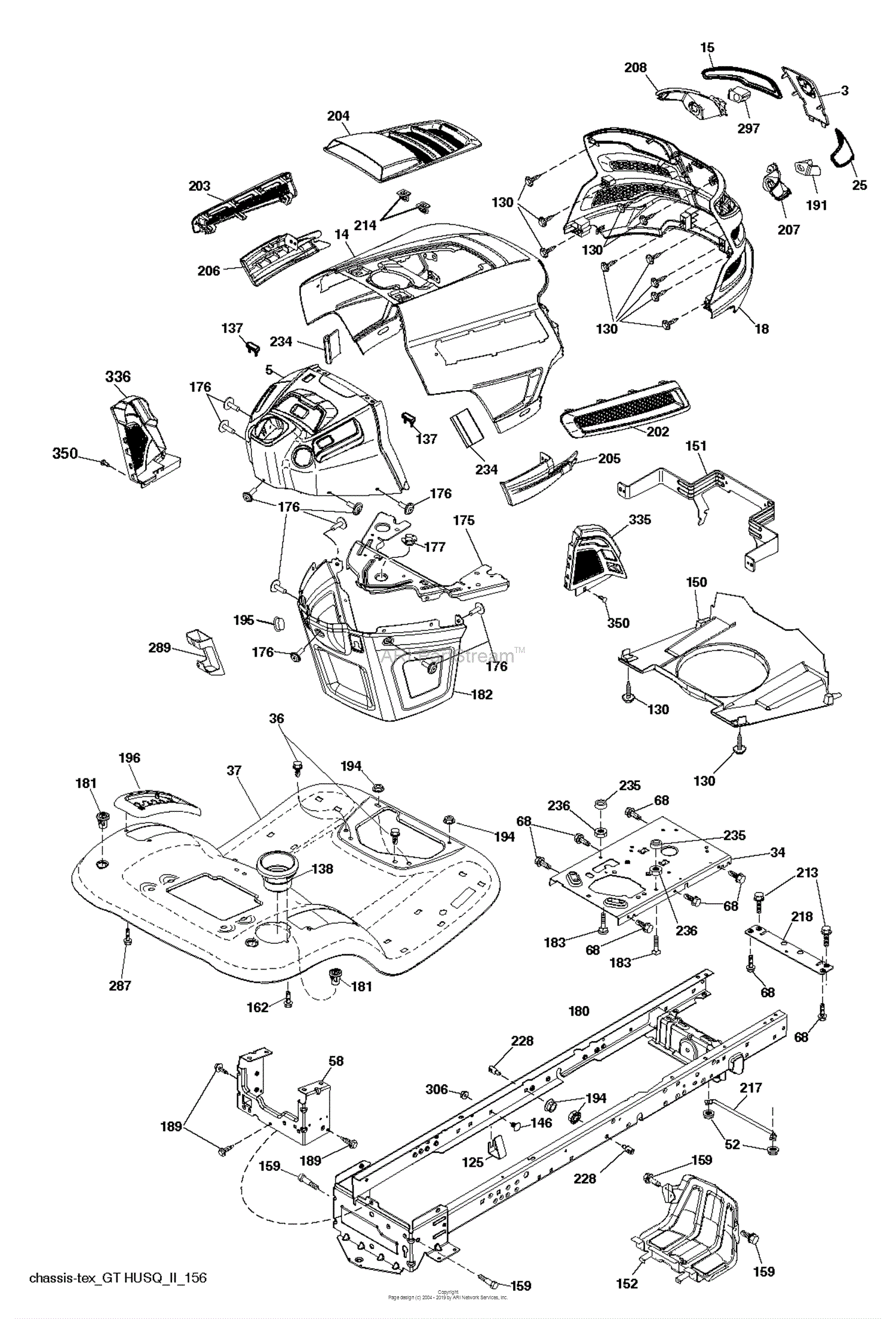 Husqvarna YTH18542 - 96043017200 (2013-09) Parts Diagram for CHASSIS ...