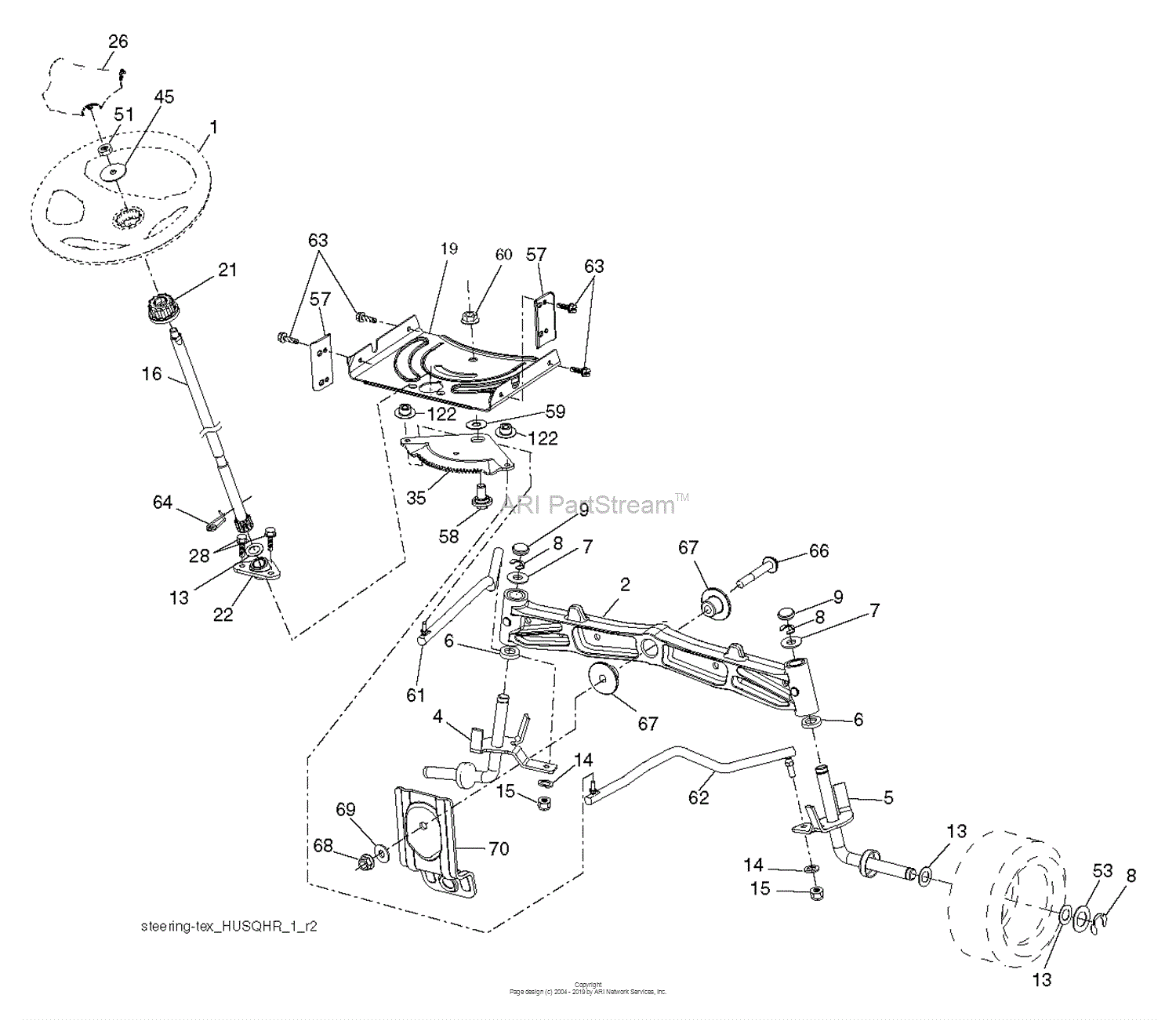 Husqvarna YTH18542 96043018400 (201309) Parts Diagram for STEERING