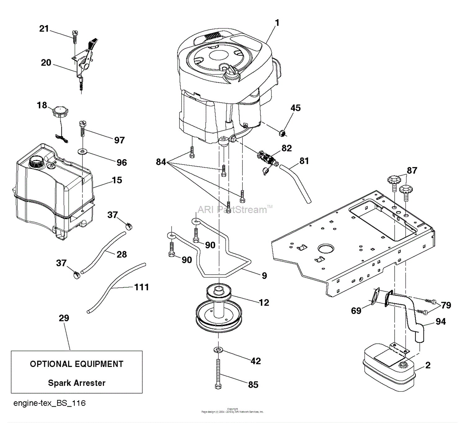 Husqvarna YTH18542 - 96043024600 (2017-05) Parts Diagram for ENGINE